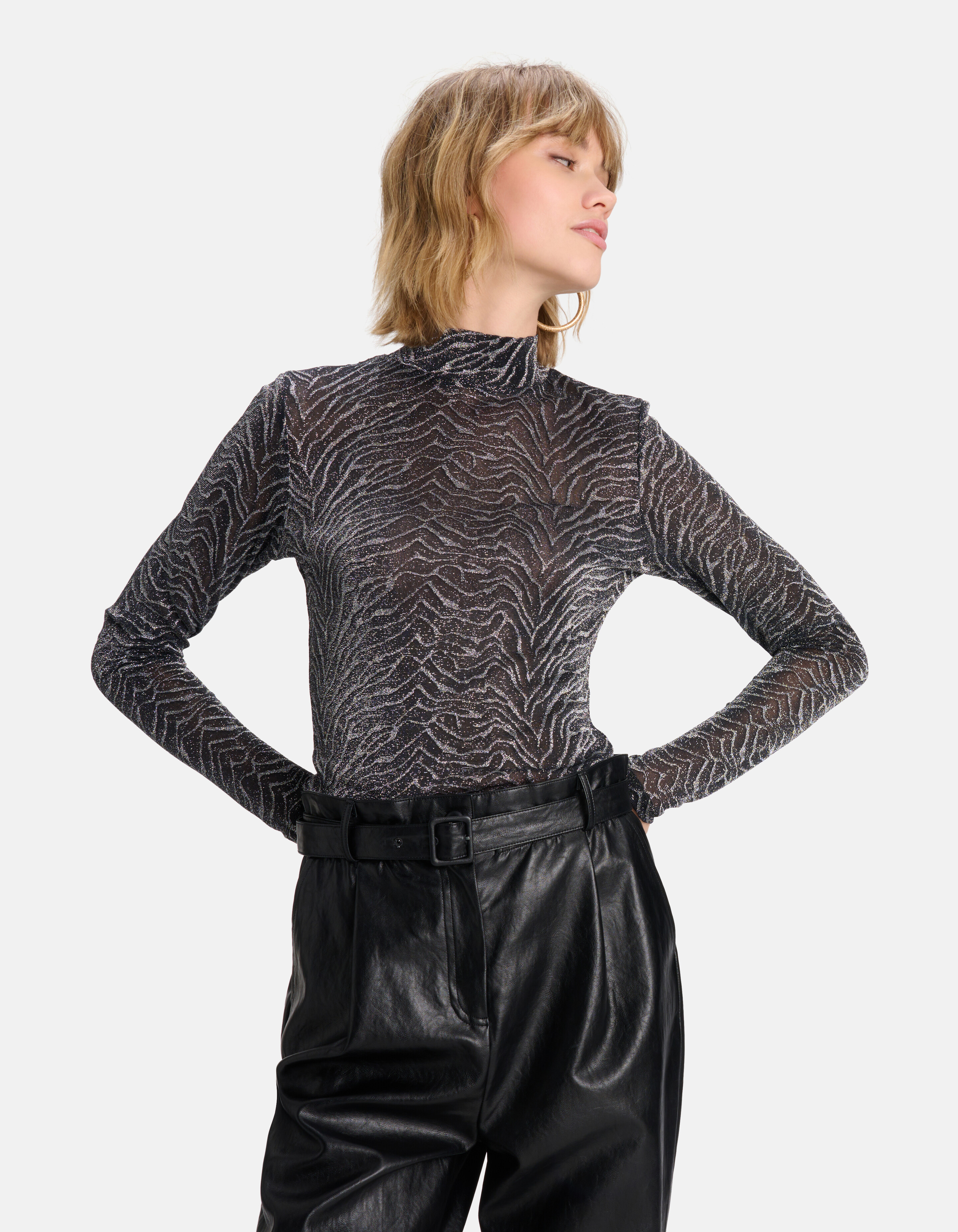 Glitzerndes Mesh-Top Silber SHOEBY WOMEN