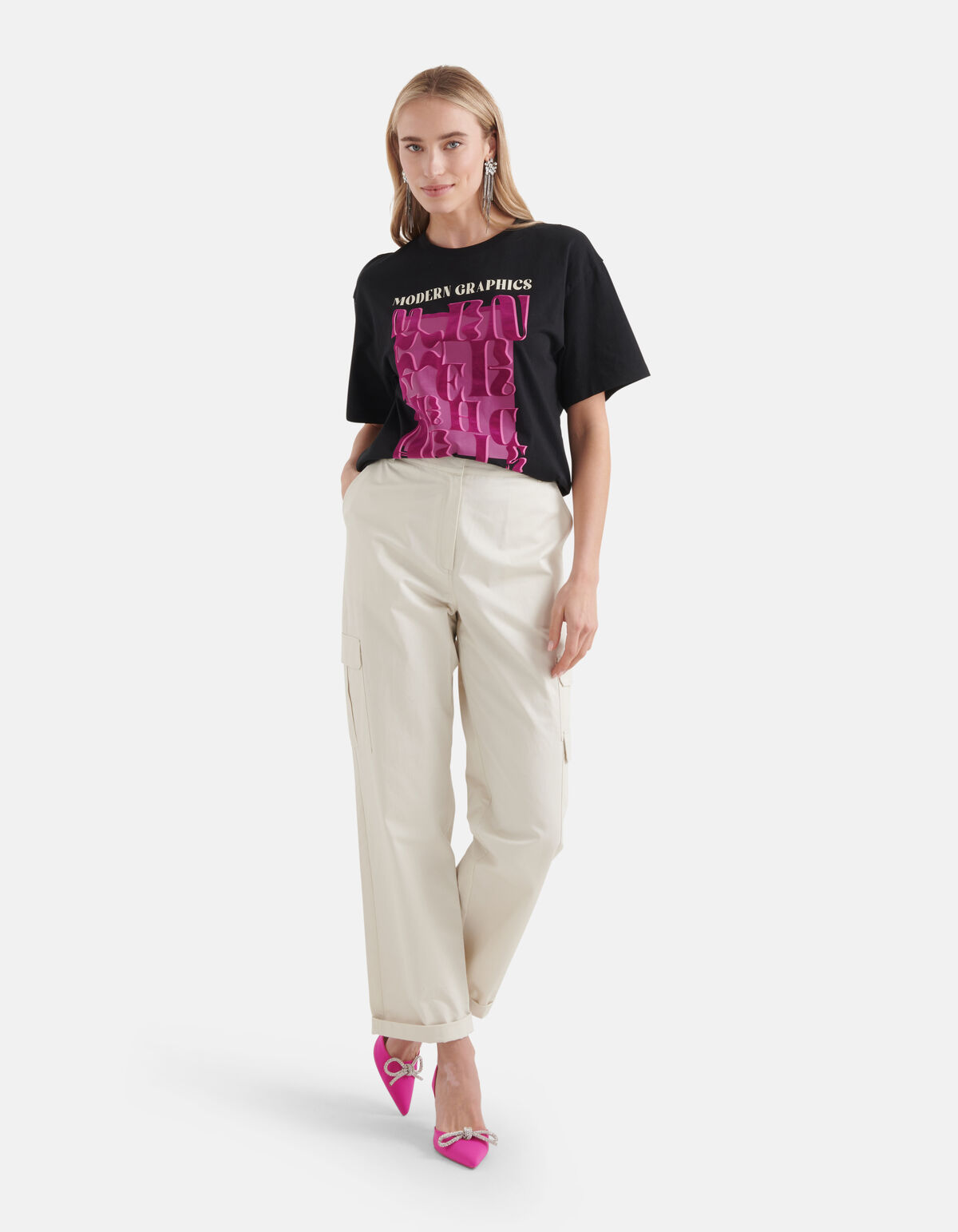 T-Shirt mit grafischem Artwork Schwarz SHOEBY WOMEN