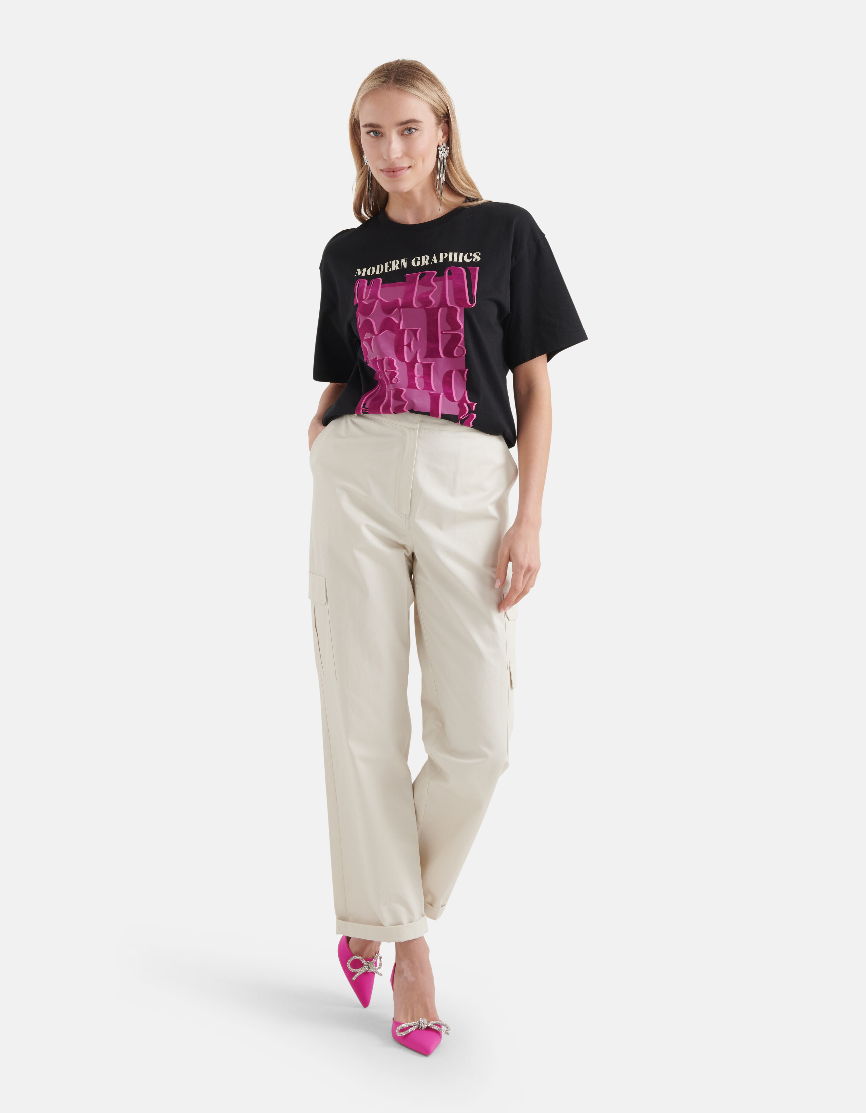 T-Shirt mit grafischem Artwork Schwarz SHOEBY WOMEN