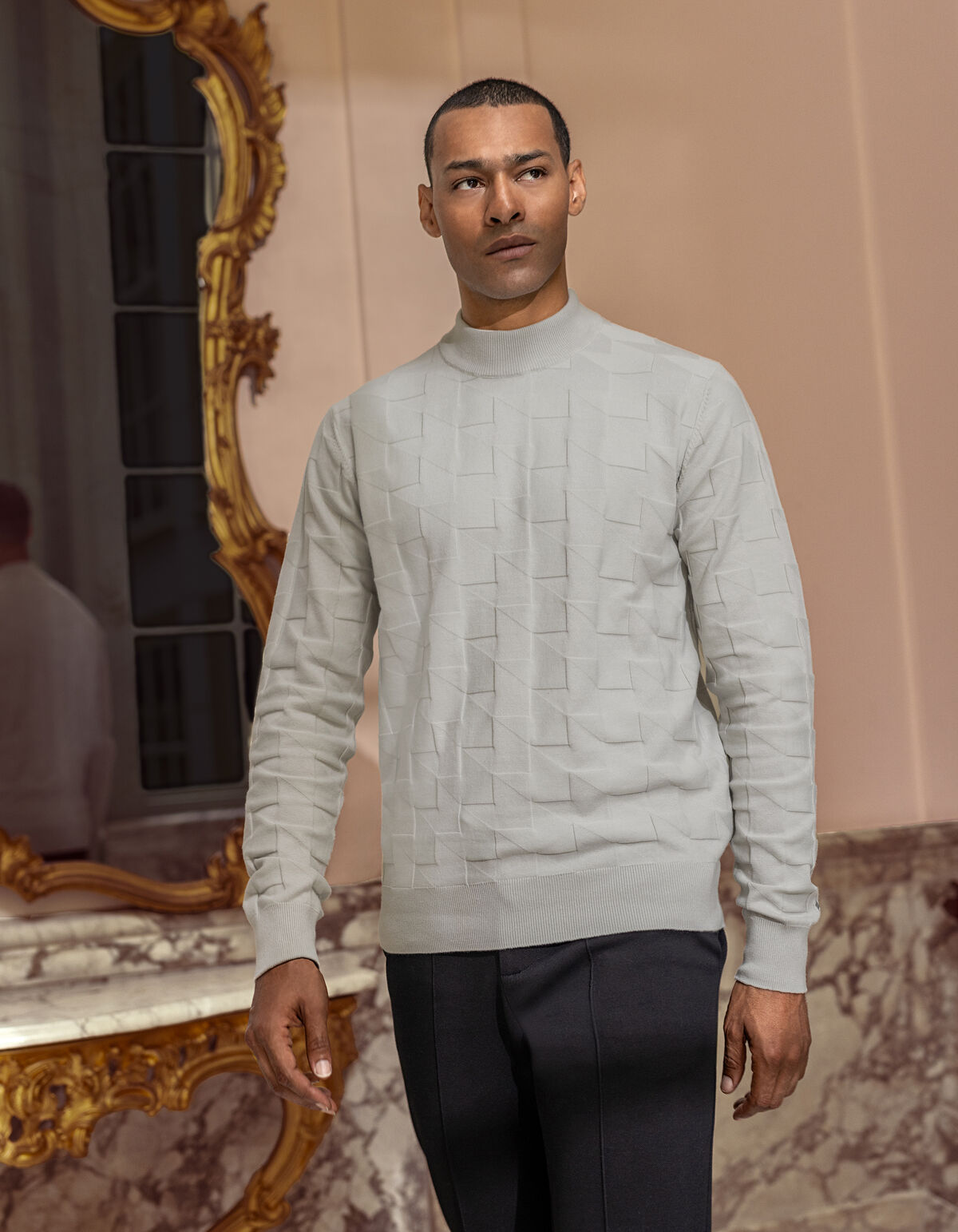 Pied De Poule Pullover Hellgrau SHOEBY MEN