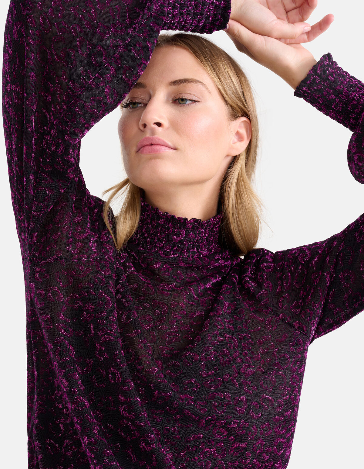 Lurex-Langarmtop Lila SHOEBY WOMEN