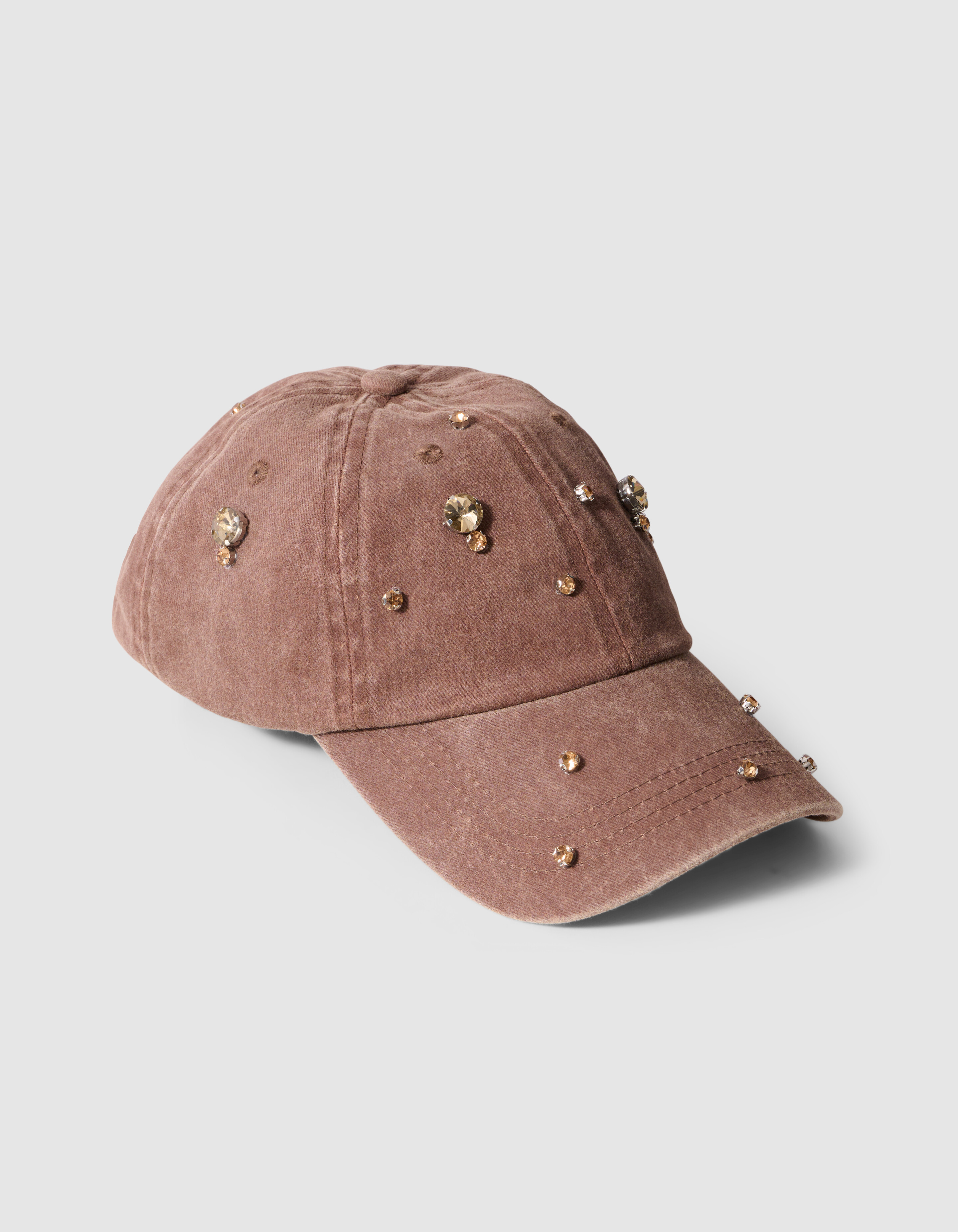 Washed Rhinestone Cap Braun SHOEBY ACCESSOIRES