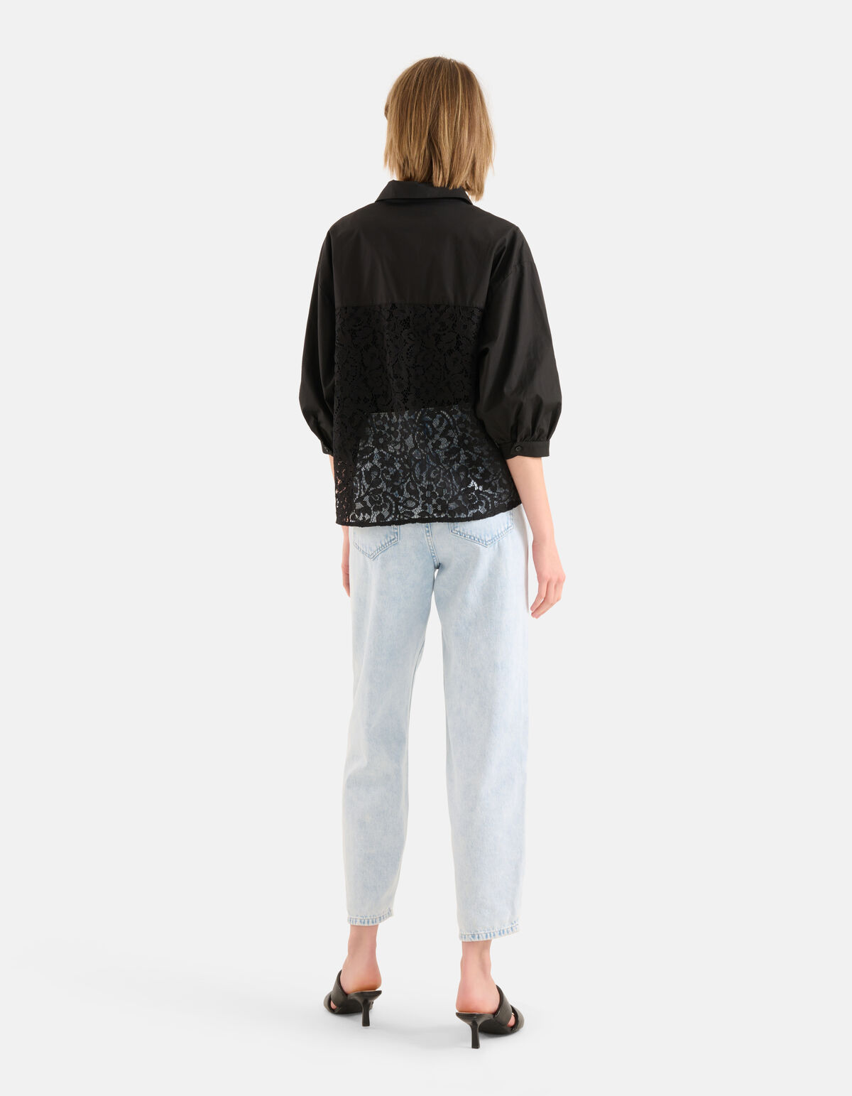 Bluse aus Spitzenpopeline Schwarz SHOEBY WOMEN