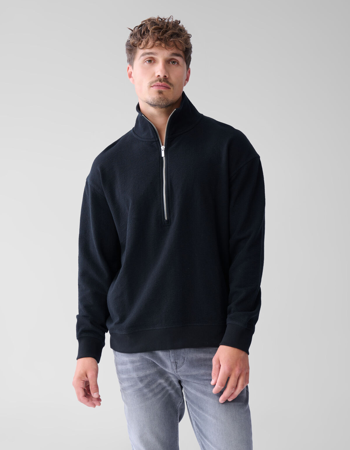 Pullover mit Rei&szlig;verschluss Schwarz SHOEBY MEN