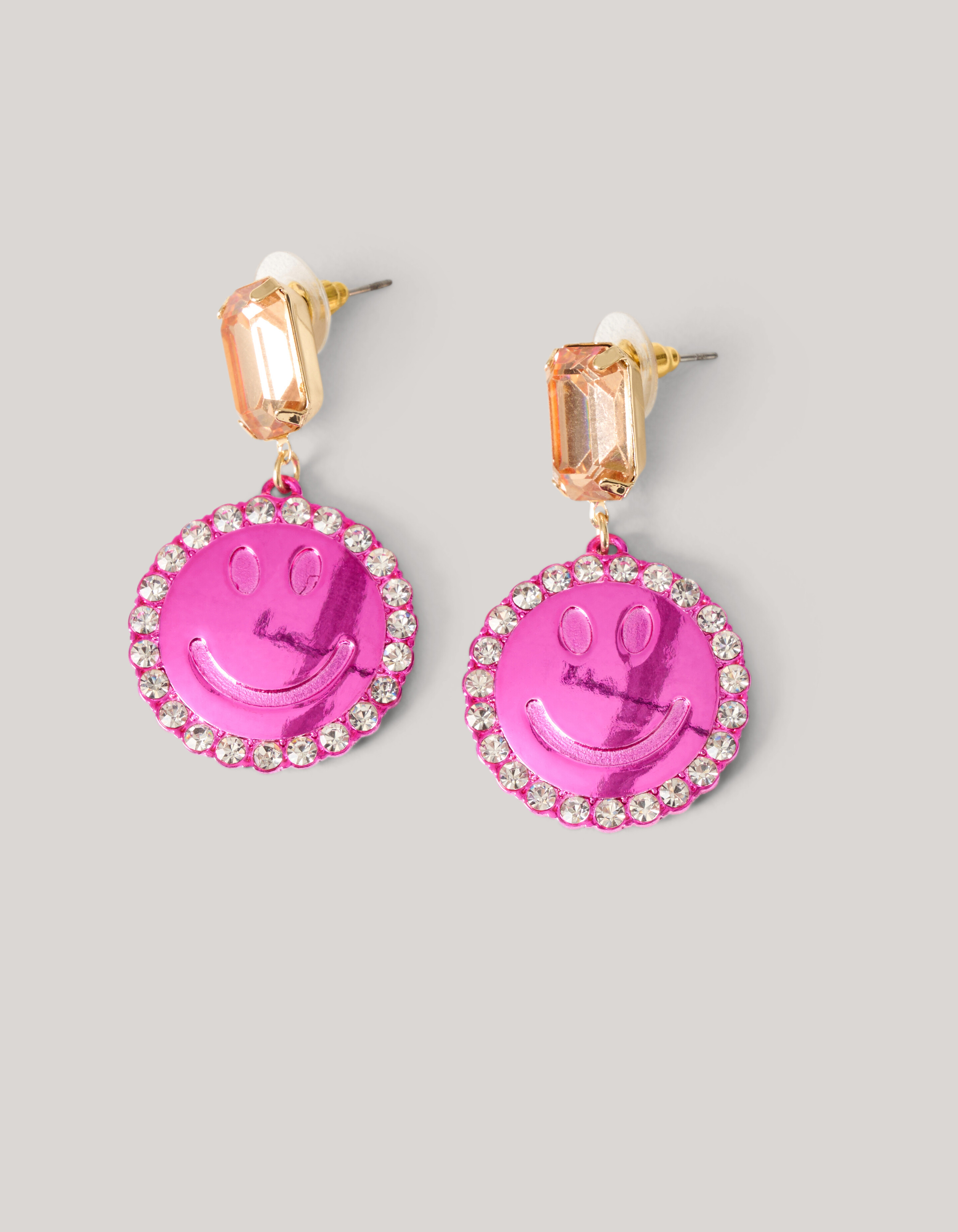 Strass-Smiley-Ohrringe Rosa SHOEBY ACCESSOIRES