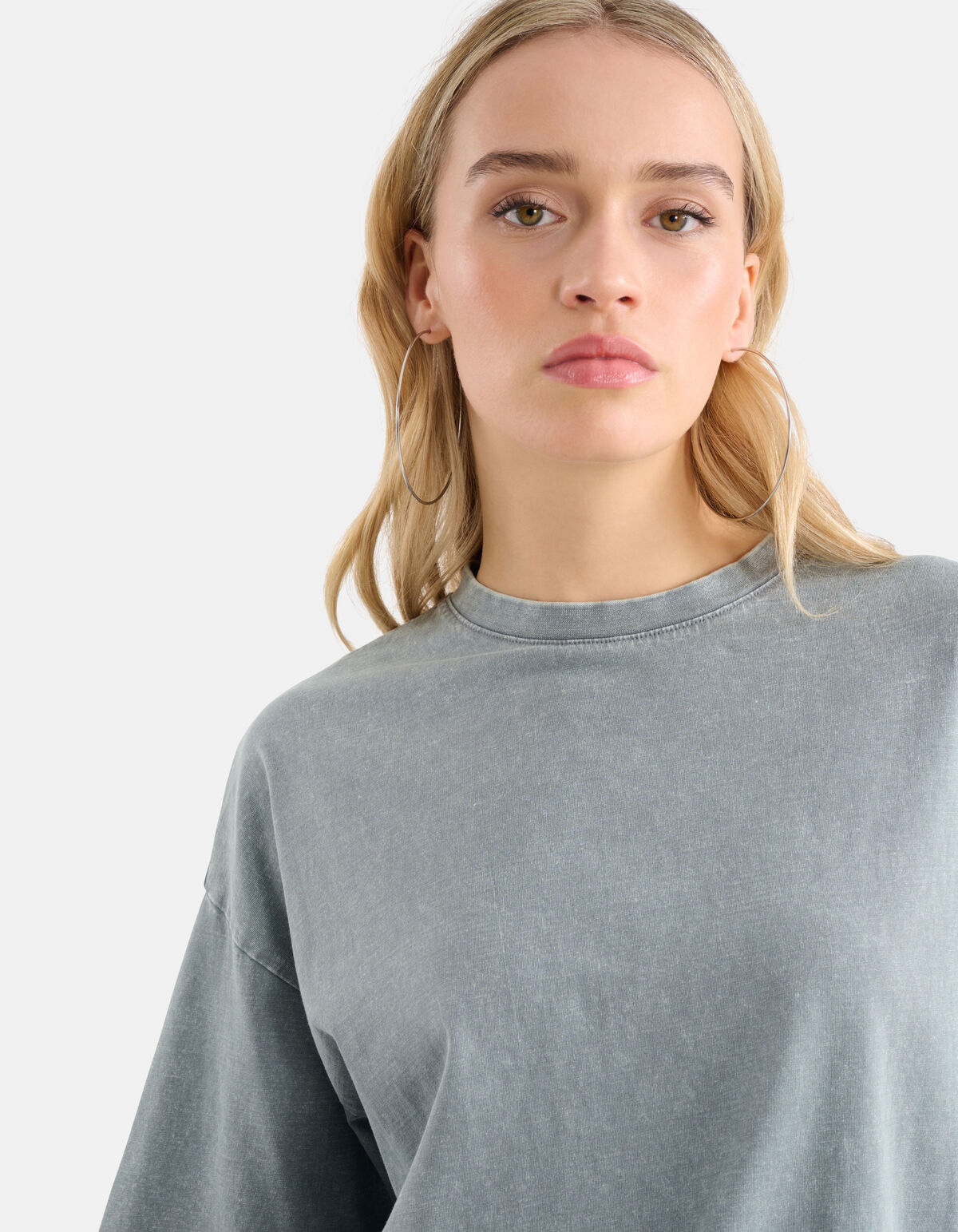 Gewaschenes T-shirt Hellgrau SHOEBY WOMEN