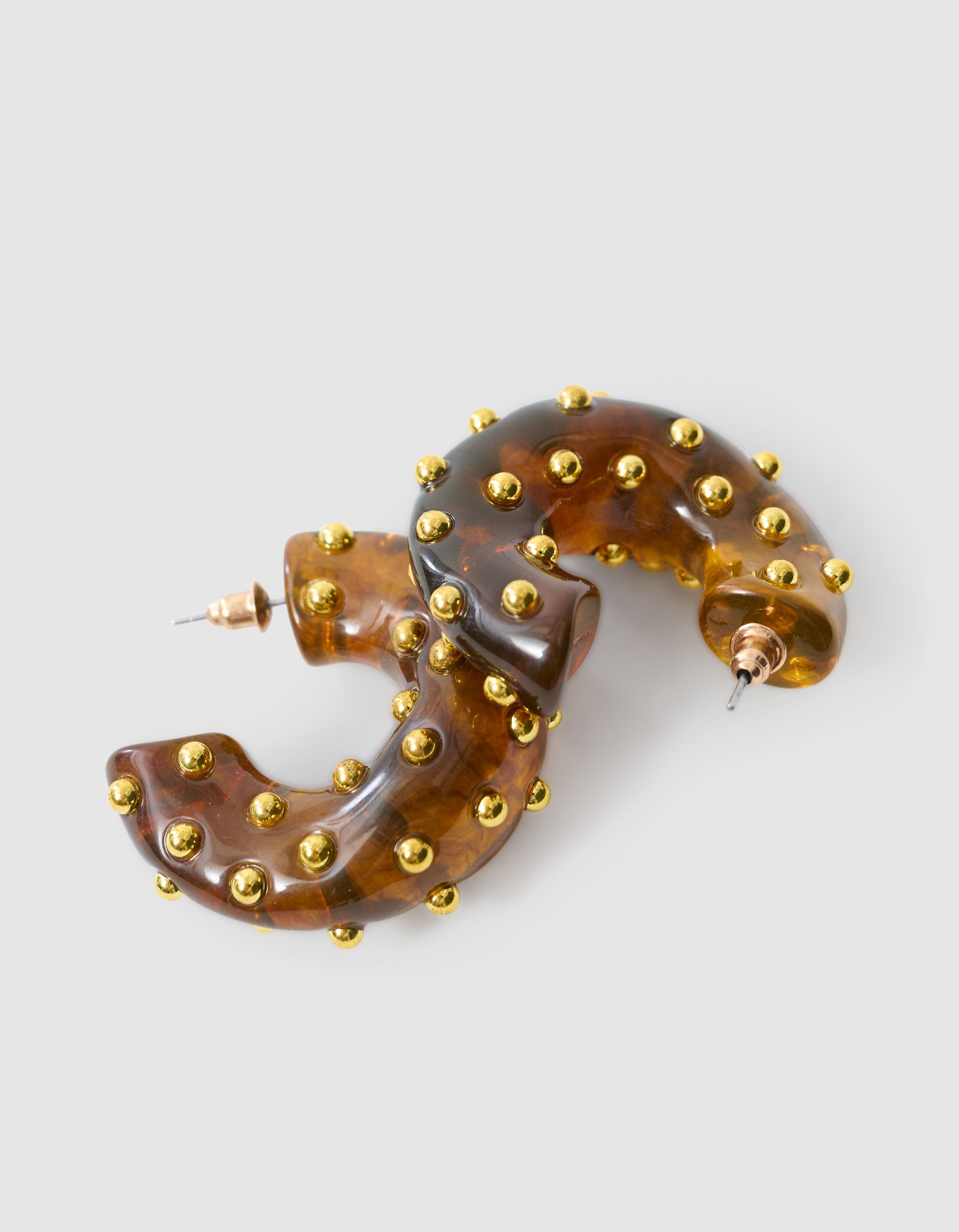 Studded Hoops Ohrringe Braun SHOEBY ACCESSOIRES