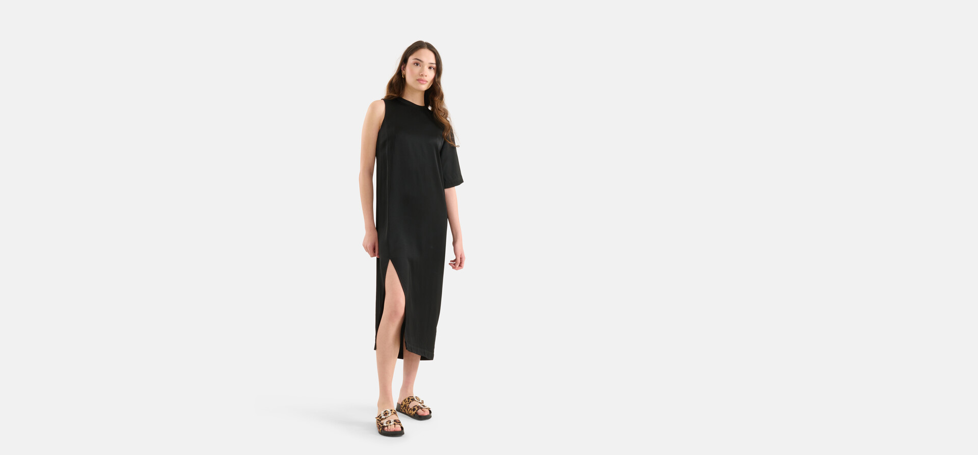 Satin T-Shirt Kleid Schwarz SHOEBY WOMEN
