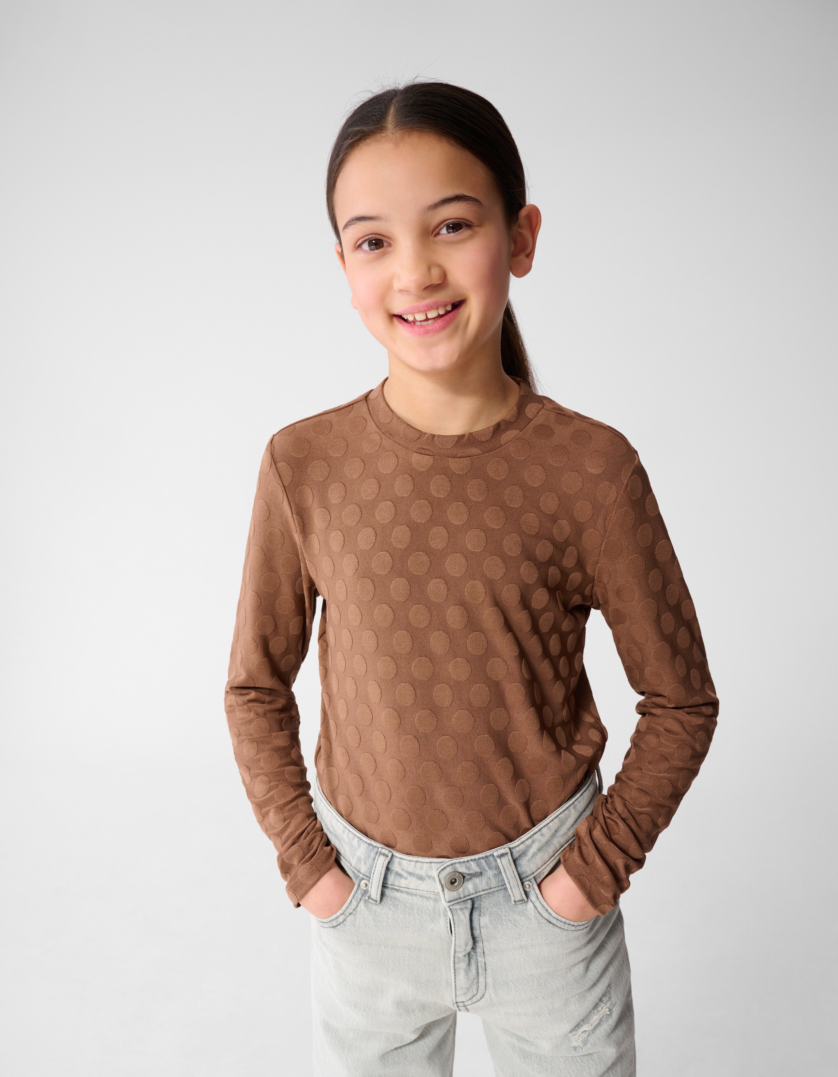 Polkadot Langarmshirt Braun SHOEBY GIRLS