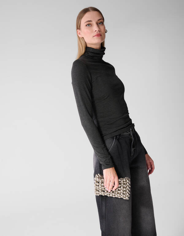 Col Neck Longsleeve Schwarz SHOEBY WOMEN
