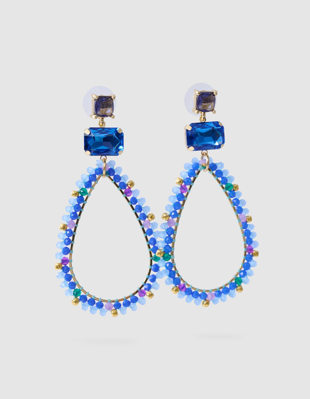 Ovale Statement-Ohrringe Blau SHOEBY ACCESSOIRES
