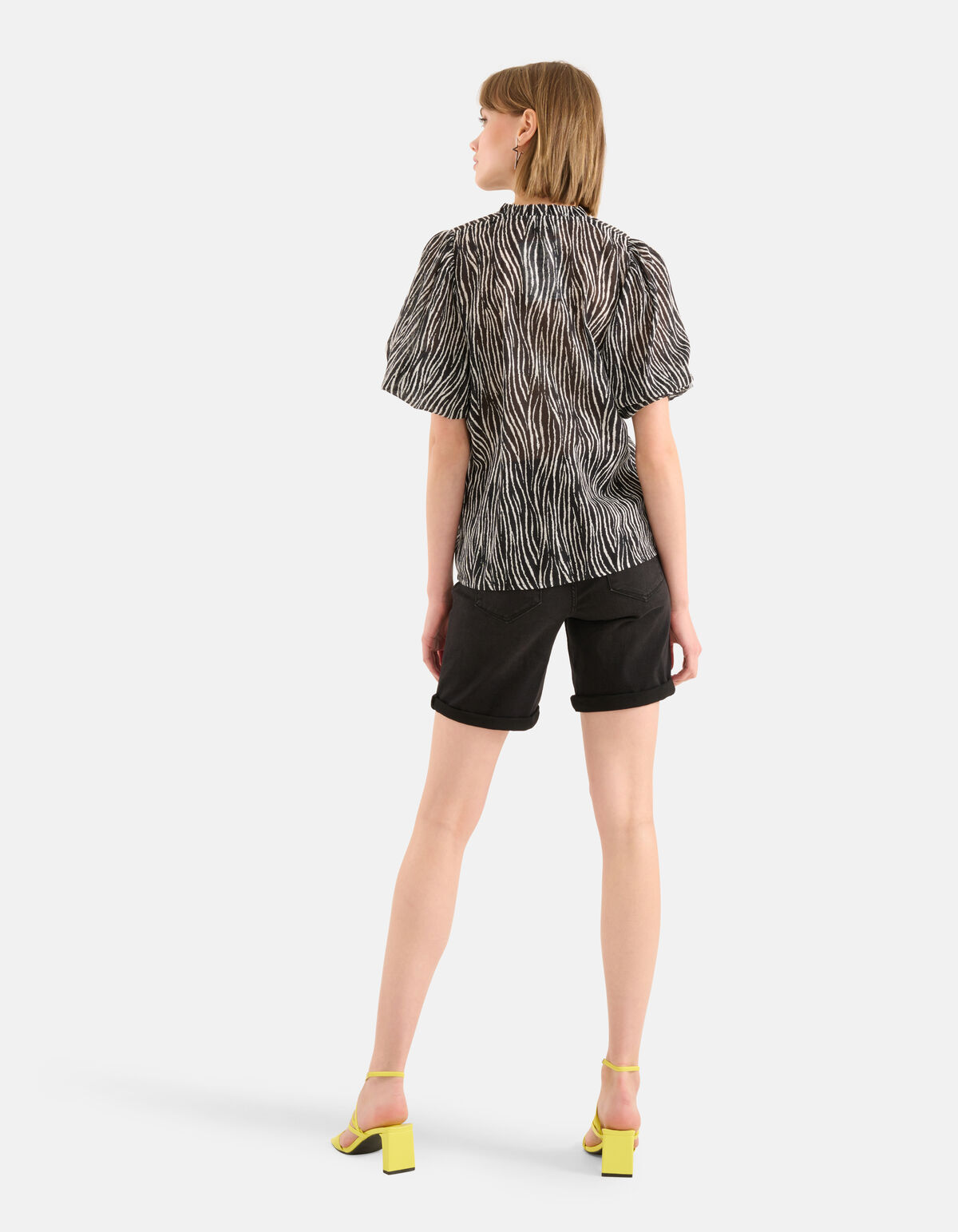 Zebra-Voile-Bluse Schwarz SHOEBY WOMEN