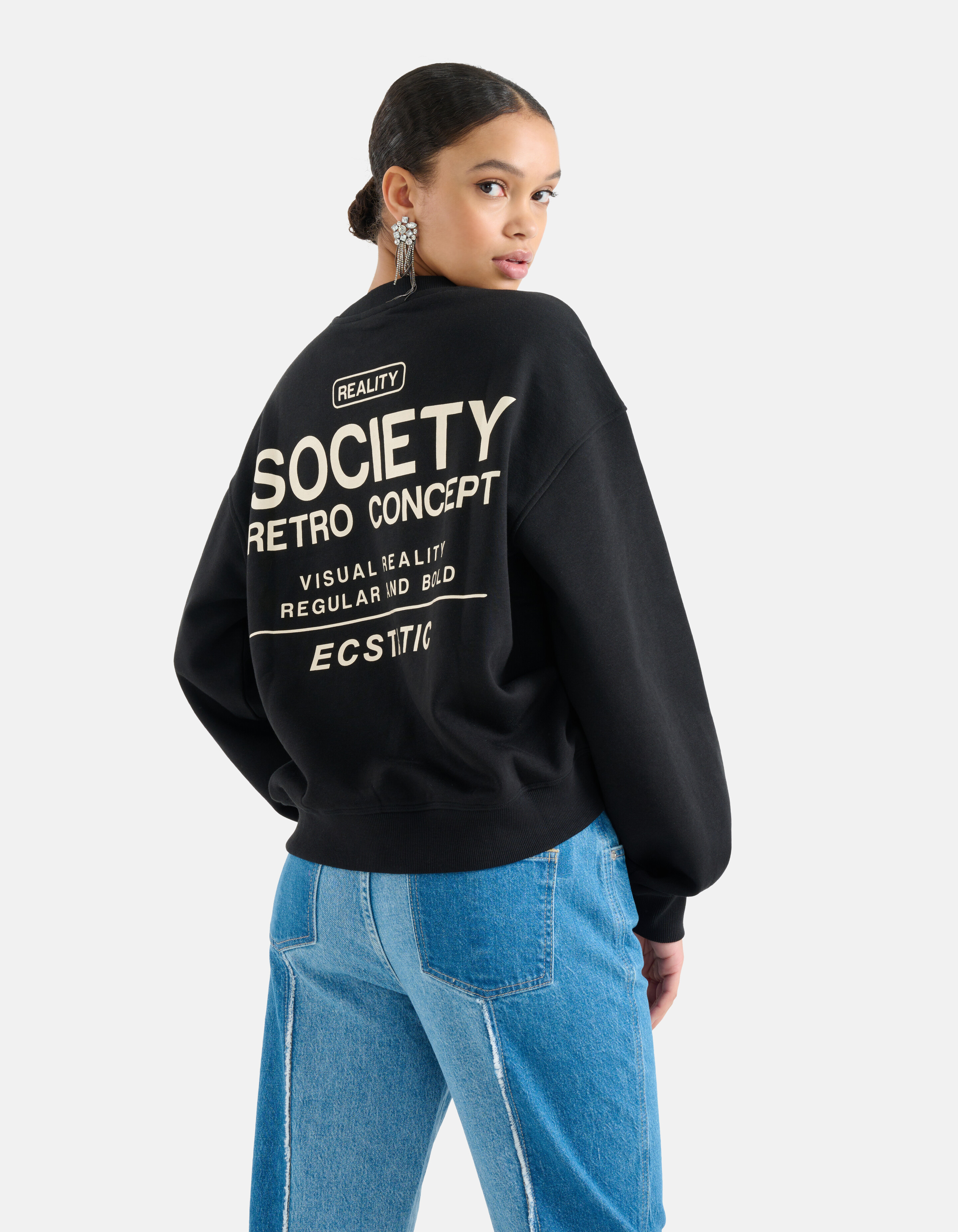 Pullover mit Artwork Schwarz SHOEBY WOMEN