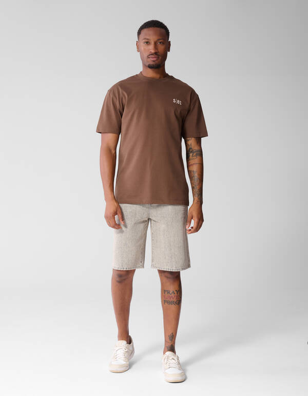 Text Print T-Shirt Dunkelbraun SHOEBY MEN