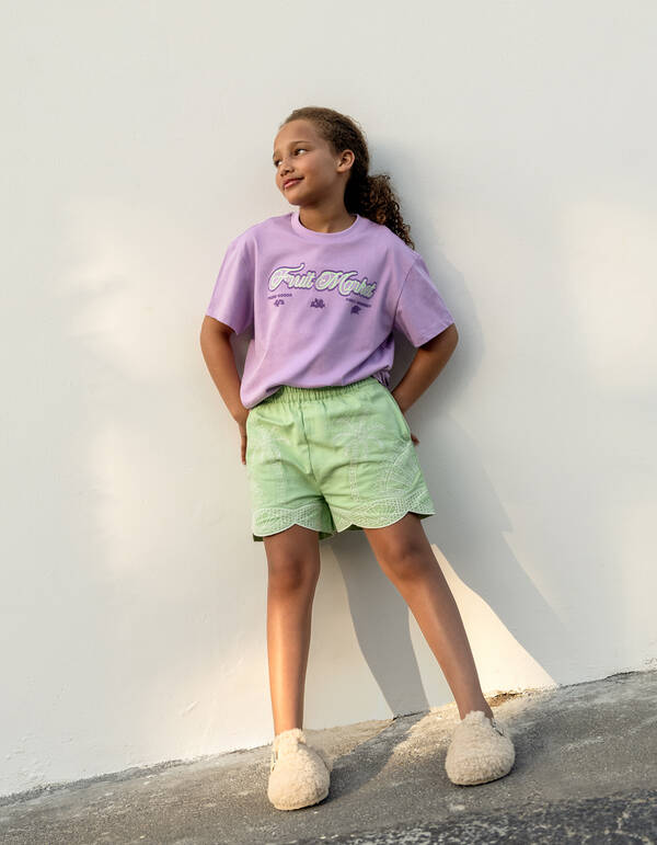 Palm Embroidery Short Hellgr&uuml;n SHOEBY GIRLS