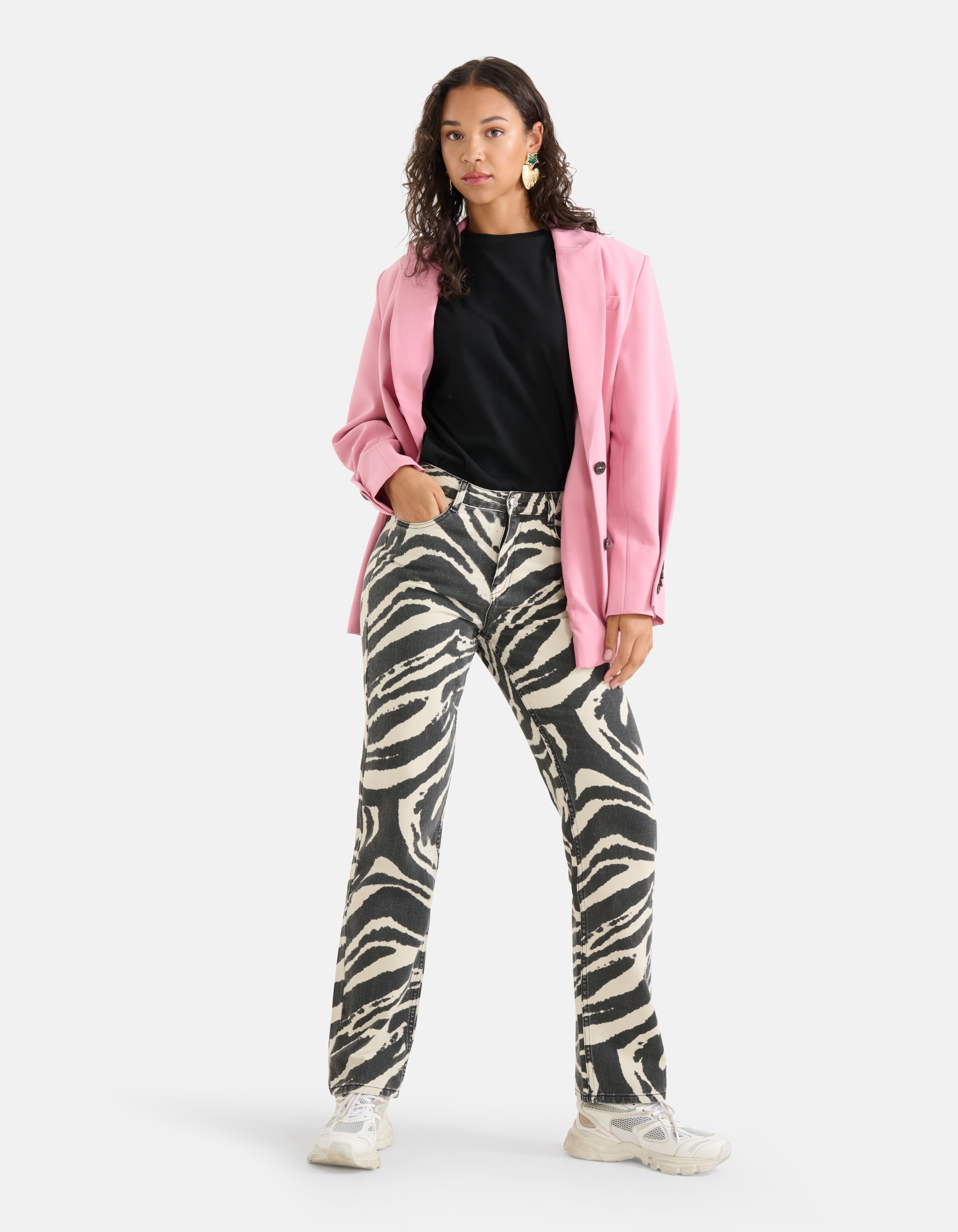 Zebra Print Denim Jeans Schwarz L33 SHOEBY WOMEN