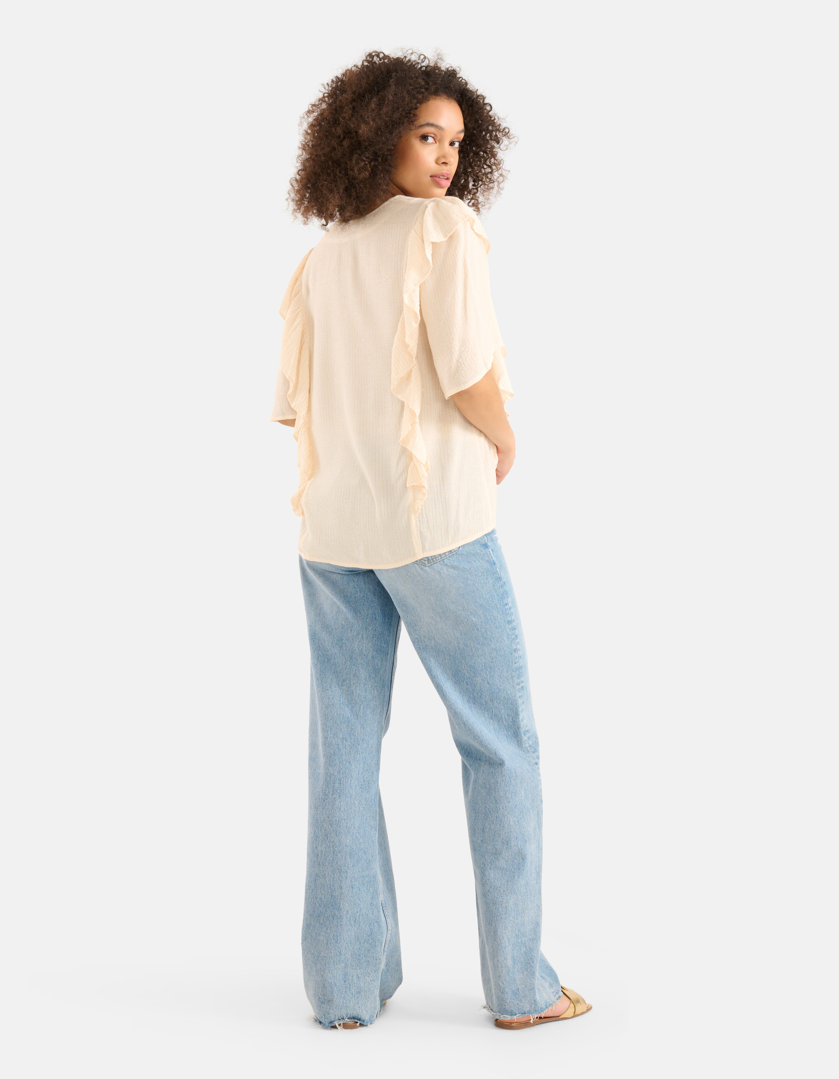 Rüschen-Lurex-Top Off White SHOEBY WOMEN