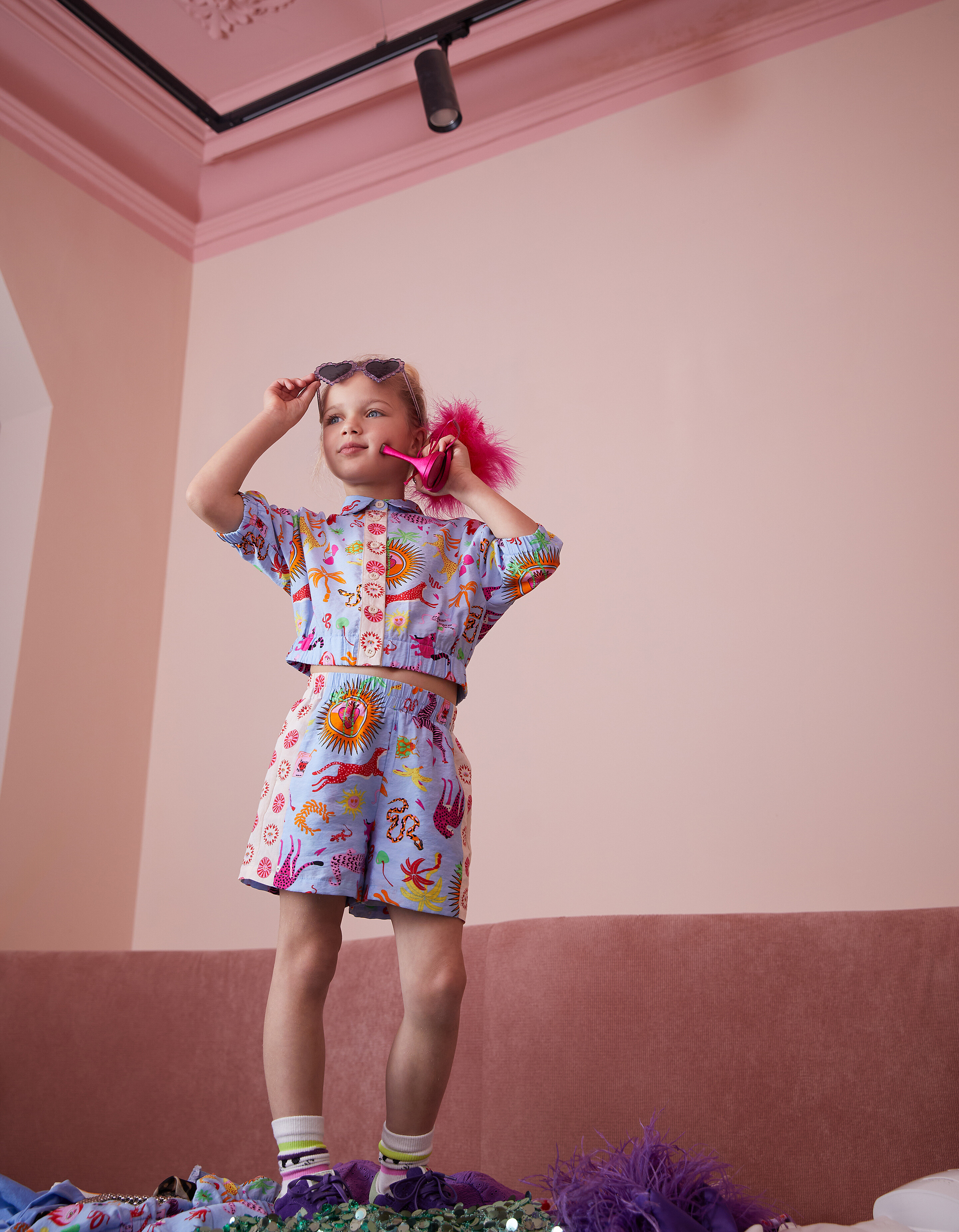 Dschungel Kunstwerk Kurz Hellblau von Lizzy SHOEBY GIRLS
