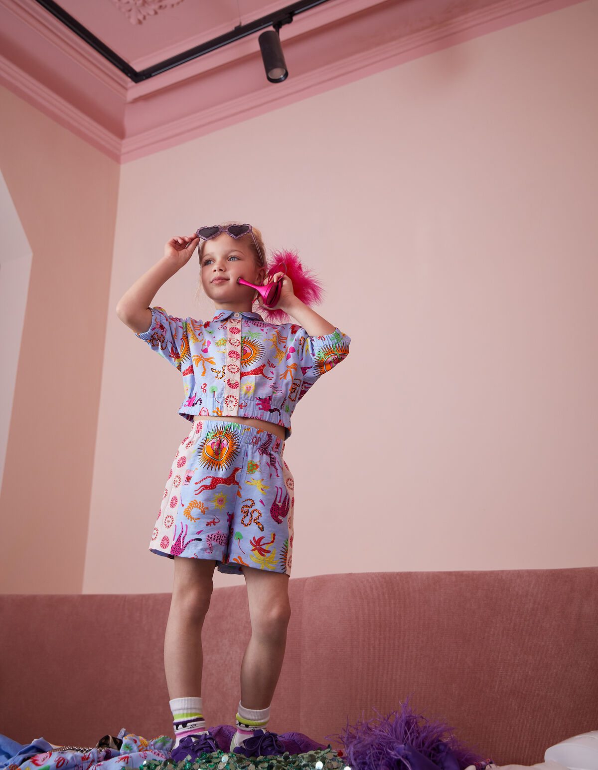 Dschungel Kunstwerk Kurz Hellblau von Lizzy SHOEBY GIRLS