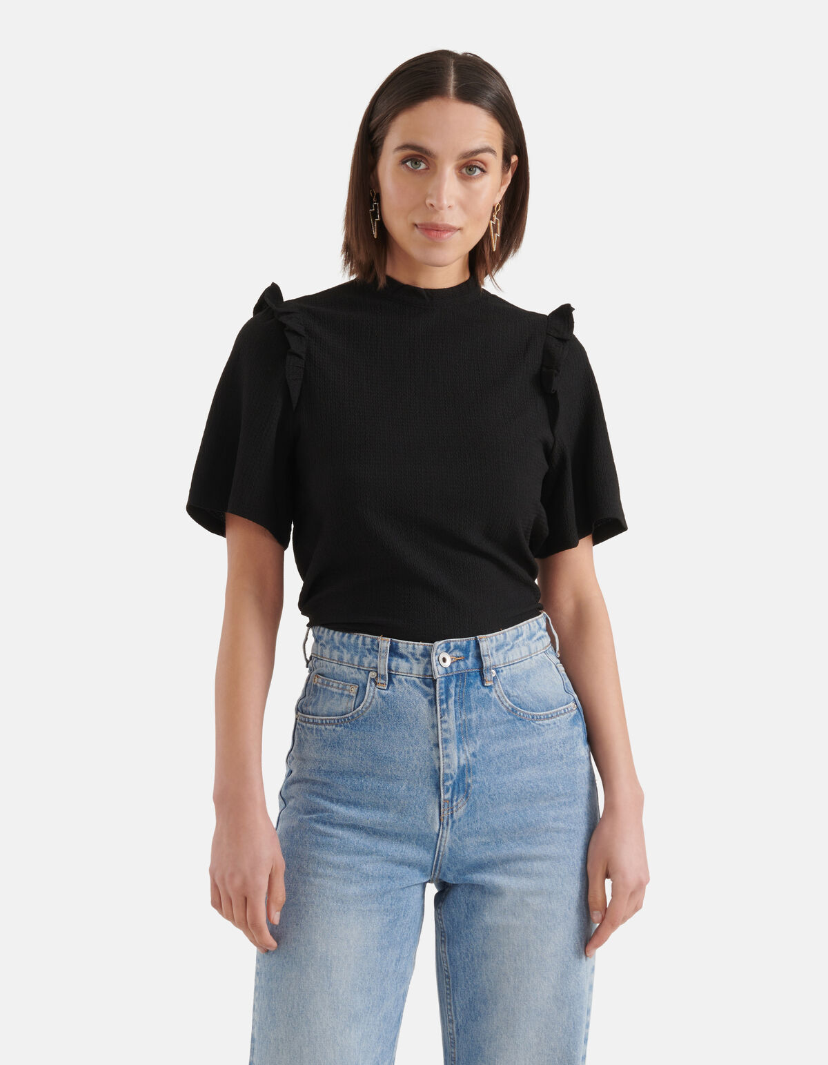 Crinkle Top Schwarz SHOEBY WOMEN