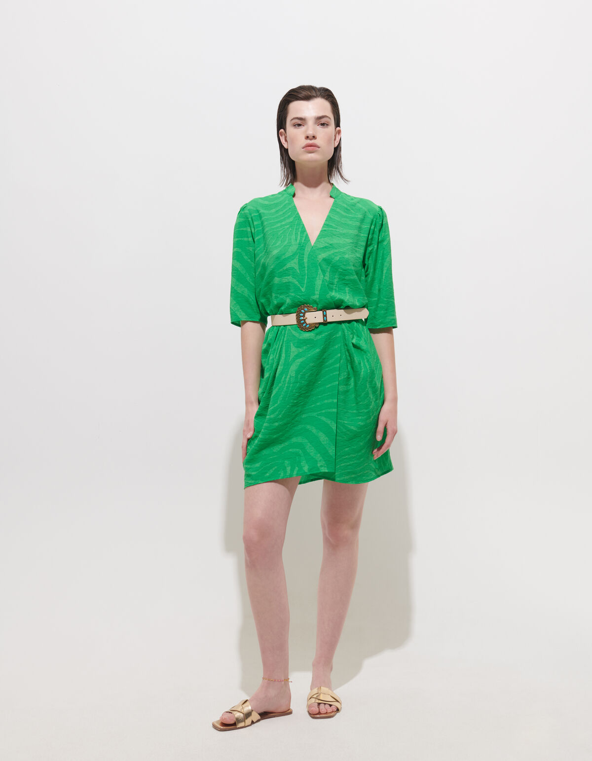 Zebra Print Kleid Grün SHOEBY WOMEN