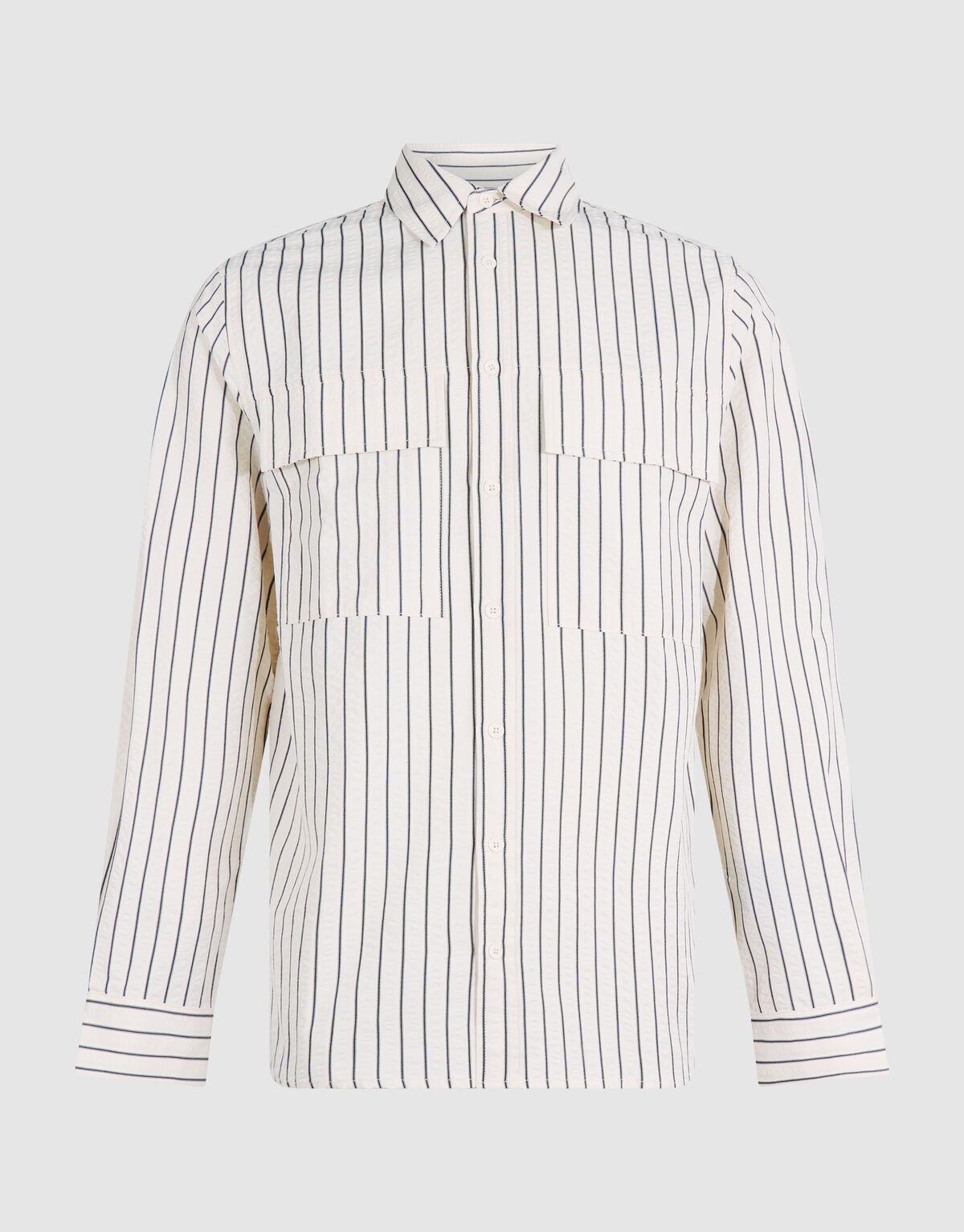 Seersucker-Nadelstreifen-Overshirt Off-White SHOEBY MEN