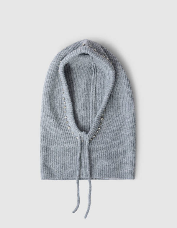 Balaclava-Mütze mit Strasssteinen, Hellgrau SHOEBY ACCESSOIRES