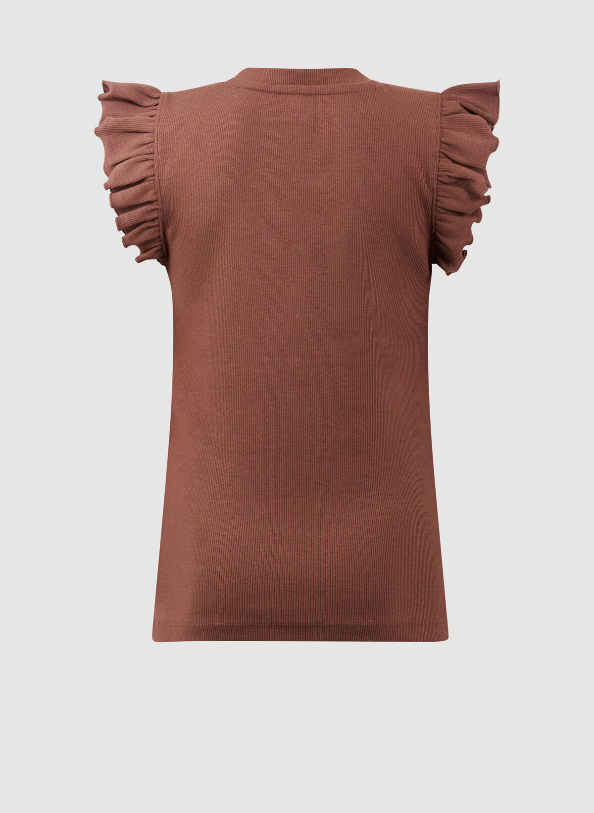 Matcha R&uuml;schen-Rippenoberteil Braun SHOEBY GIRLS