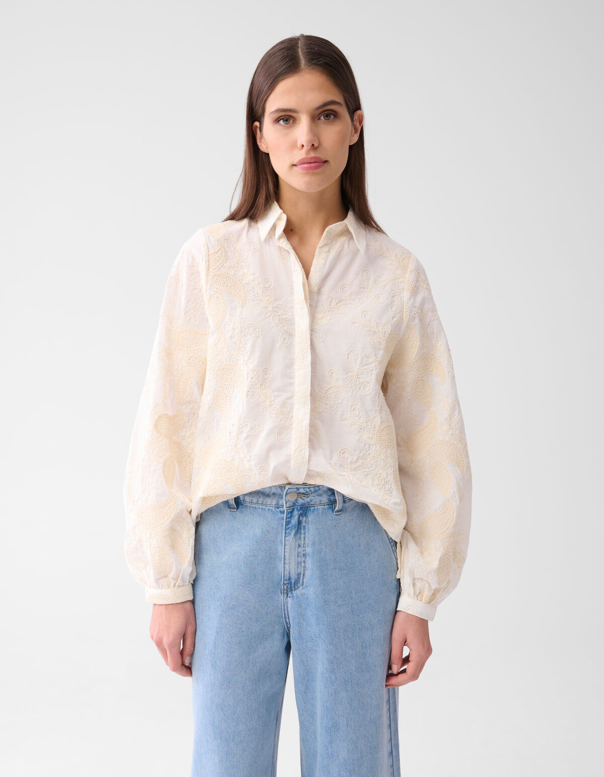Stickerei Bluse Off White SHOEBY WOMEN