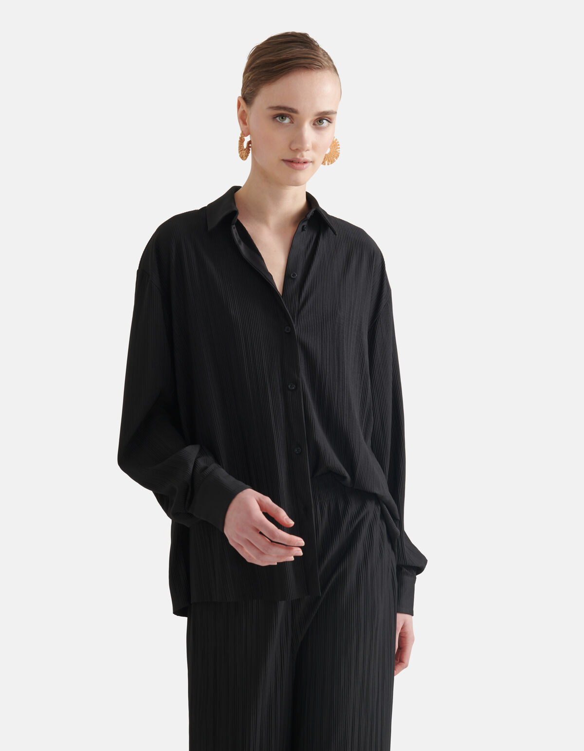 Crinkle-Bluse Schwarz SHOEBY WOMEN