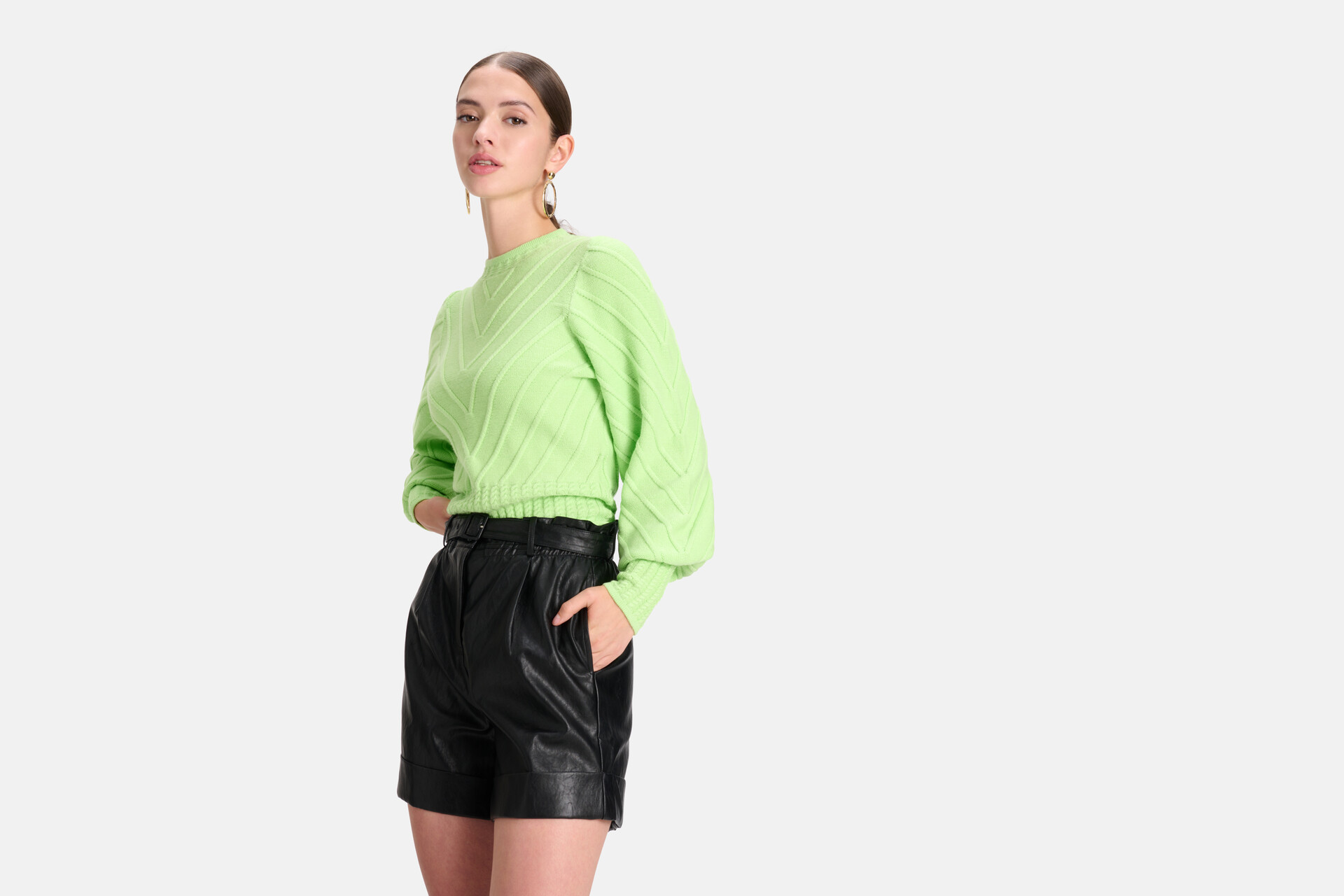 Diagonaler Pullover Lime Green SHOEBY WOMEN
