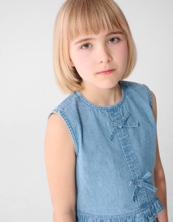 Cropped R&uuml;schenbluse Blau SHOEBY GIRLS