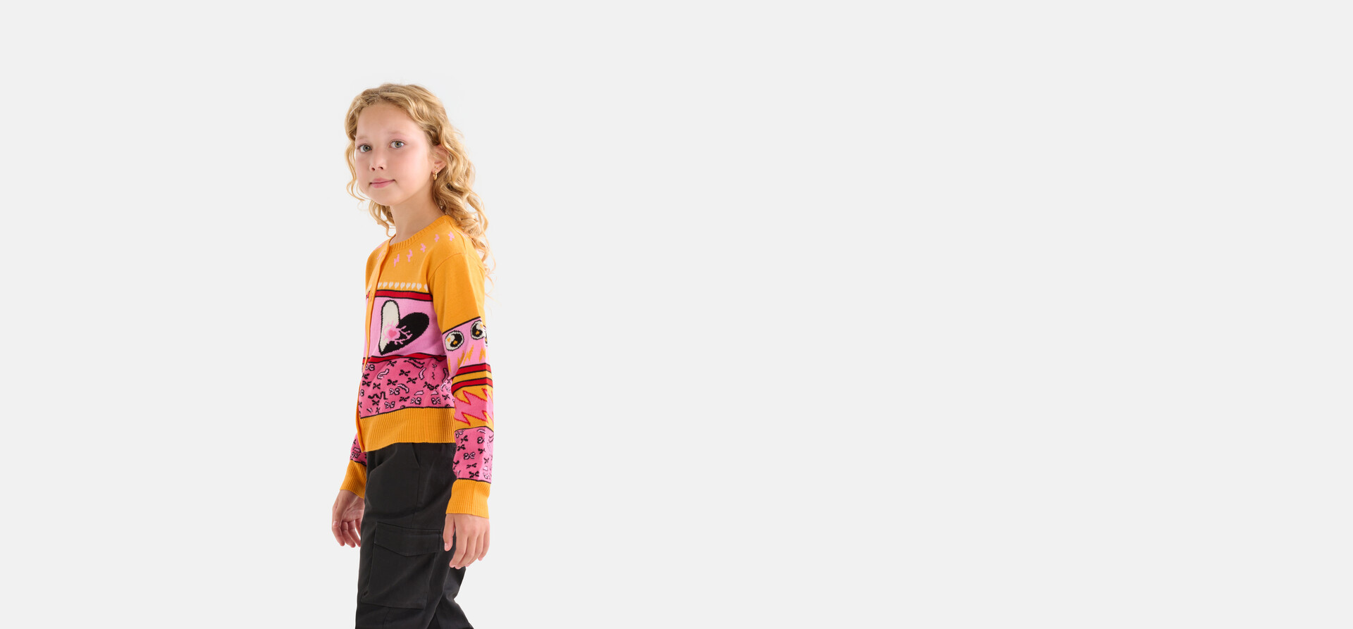 Grafische Strickjacke Orange SHOEBY GIRLS