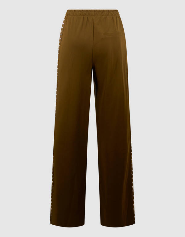 Hose mit weitem Bein und Nietenband in Khaki SHOEBY WOMEN