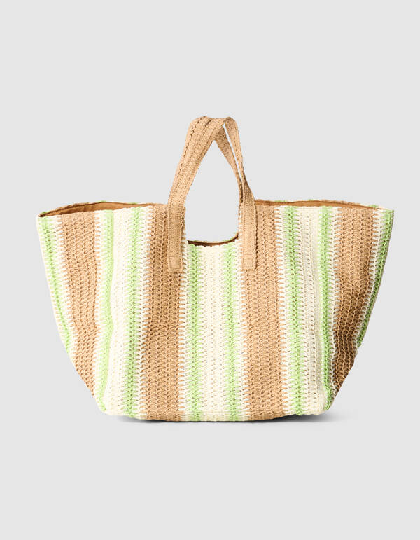 Gestrickter Strand-Shopper Hellgr&uuml;n/Taupe SHOEBY ACCESSOIRES