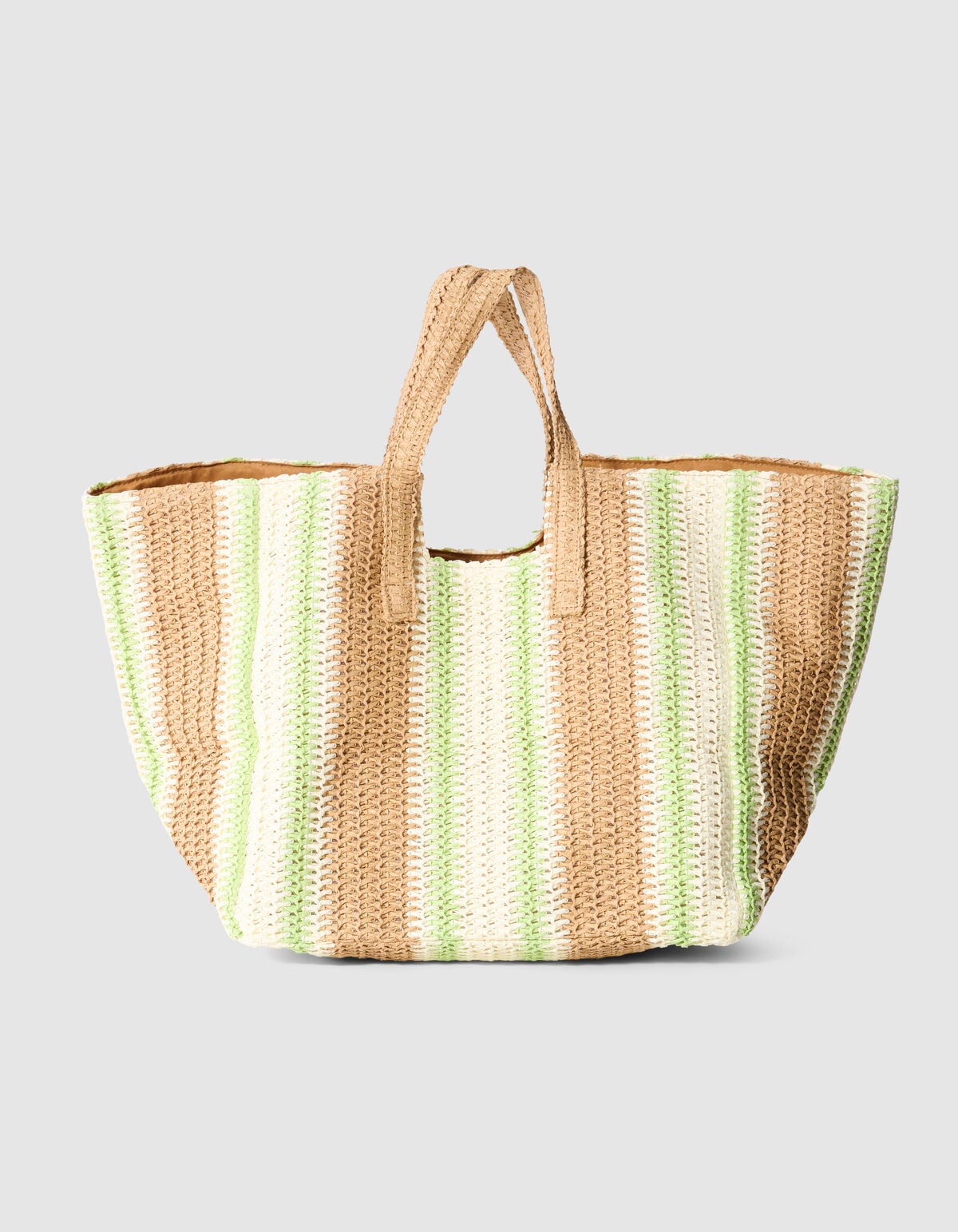 Gestrickter Strand-Shopper Hellgr&uuml;n/Taupe SHOEBY ACCESSOIRES