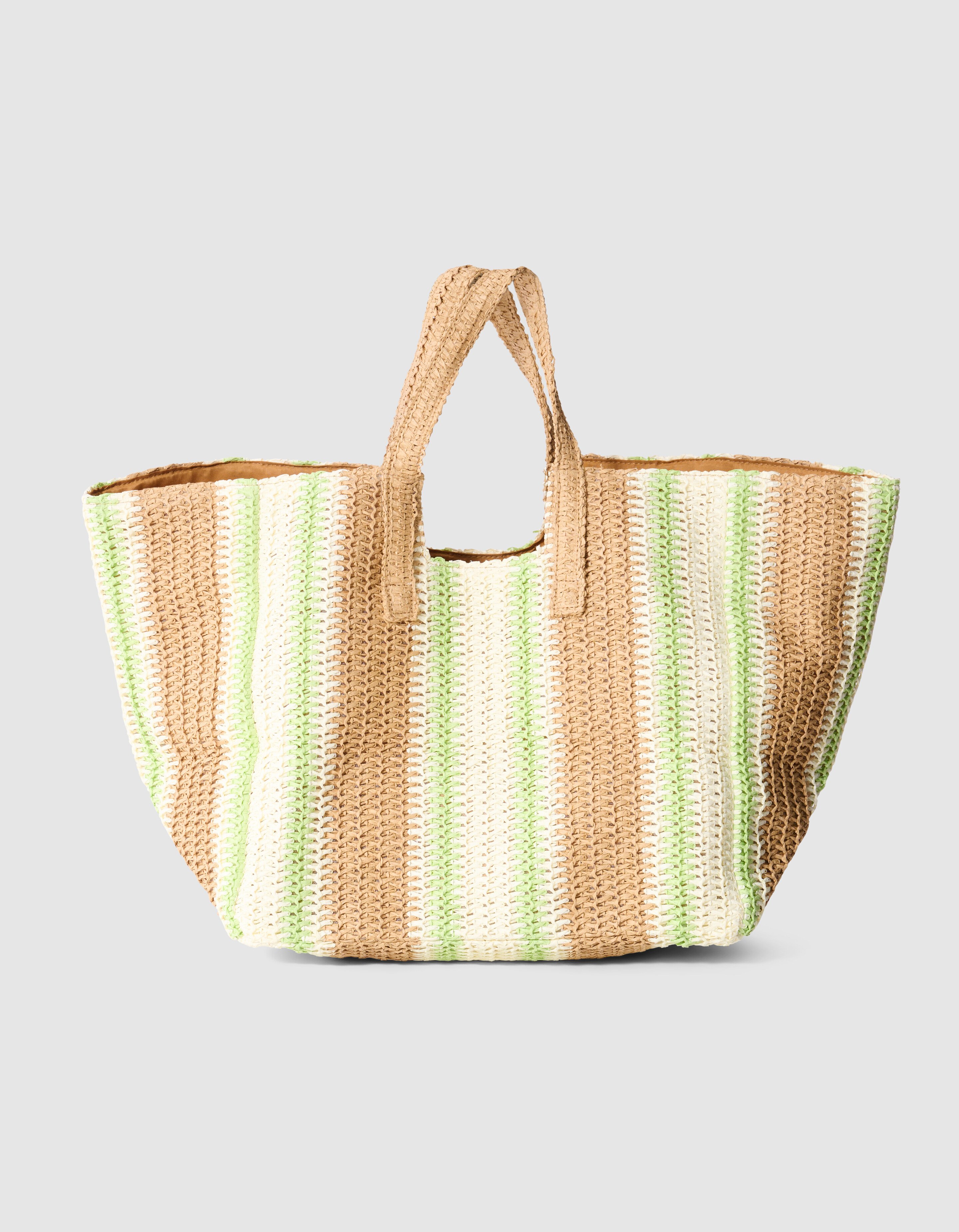 Gestrickter Strand-Shopper Hellgr&uuml;n/Taupe SHOEBY ACCESSOIRES