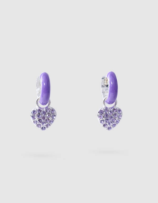 Strass Herz Ohrringe lila SHOEBY ACCESSOIRES