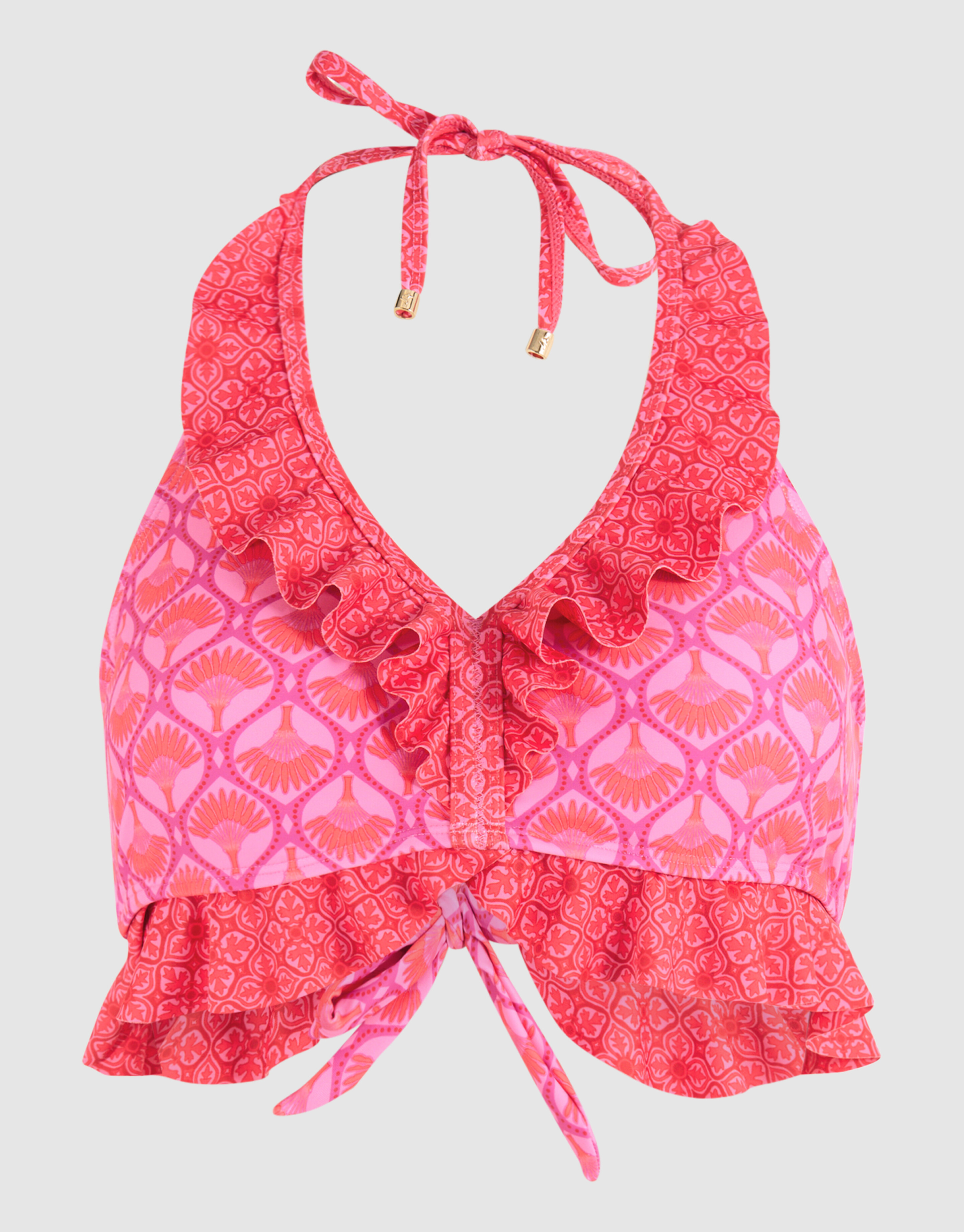 Bedrucktes Rüschen-Bikini-Oberteil Rosa SHOEBY ACCESSOIRES