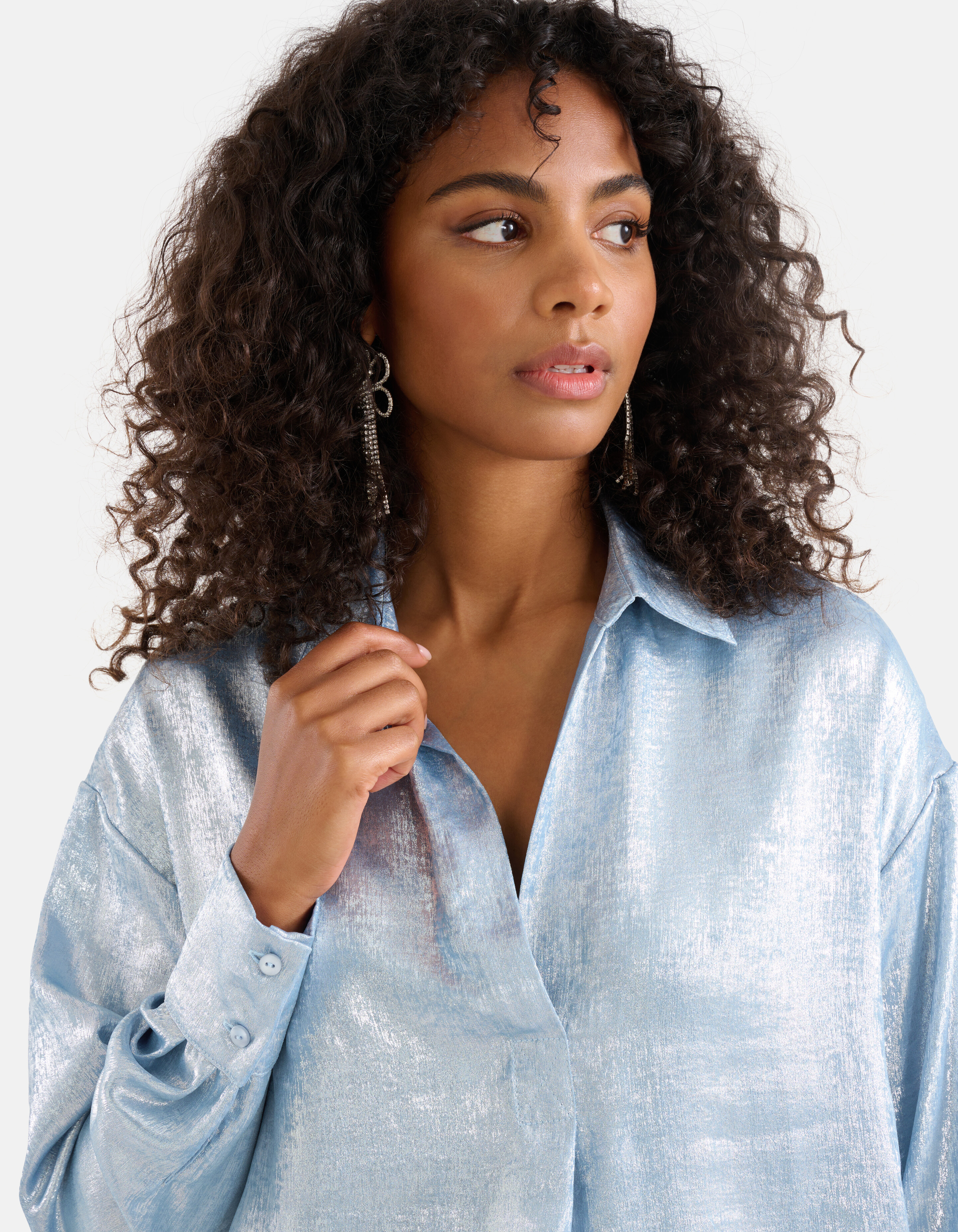 Metallic-Bluse Hellblau SHOEBY WOMEN