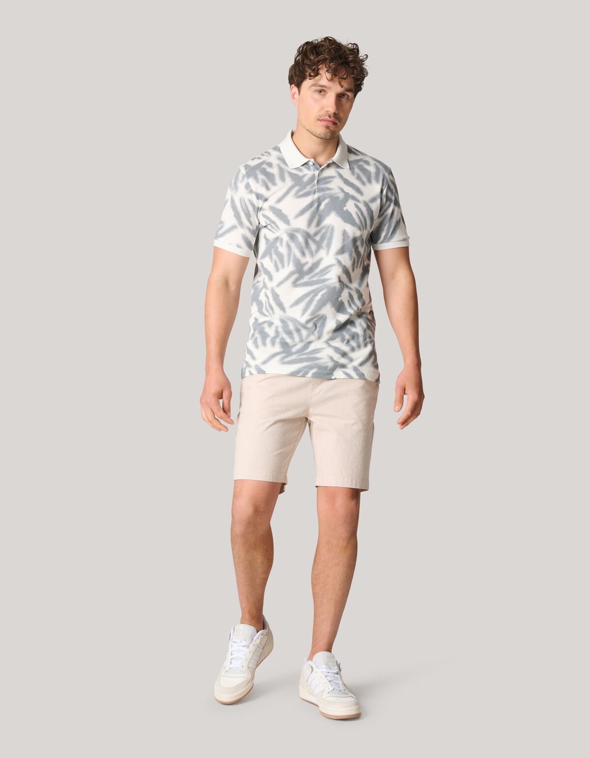 Blattdruck Polo Weiß SHOEBY MEN