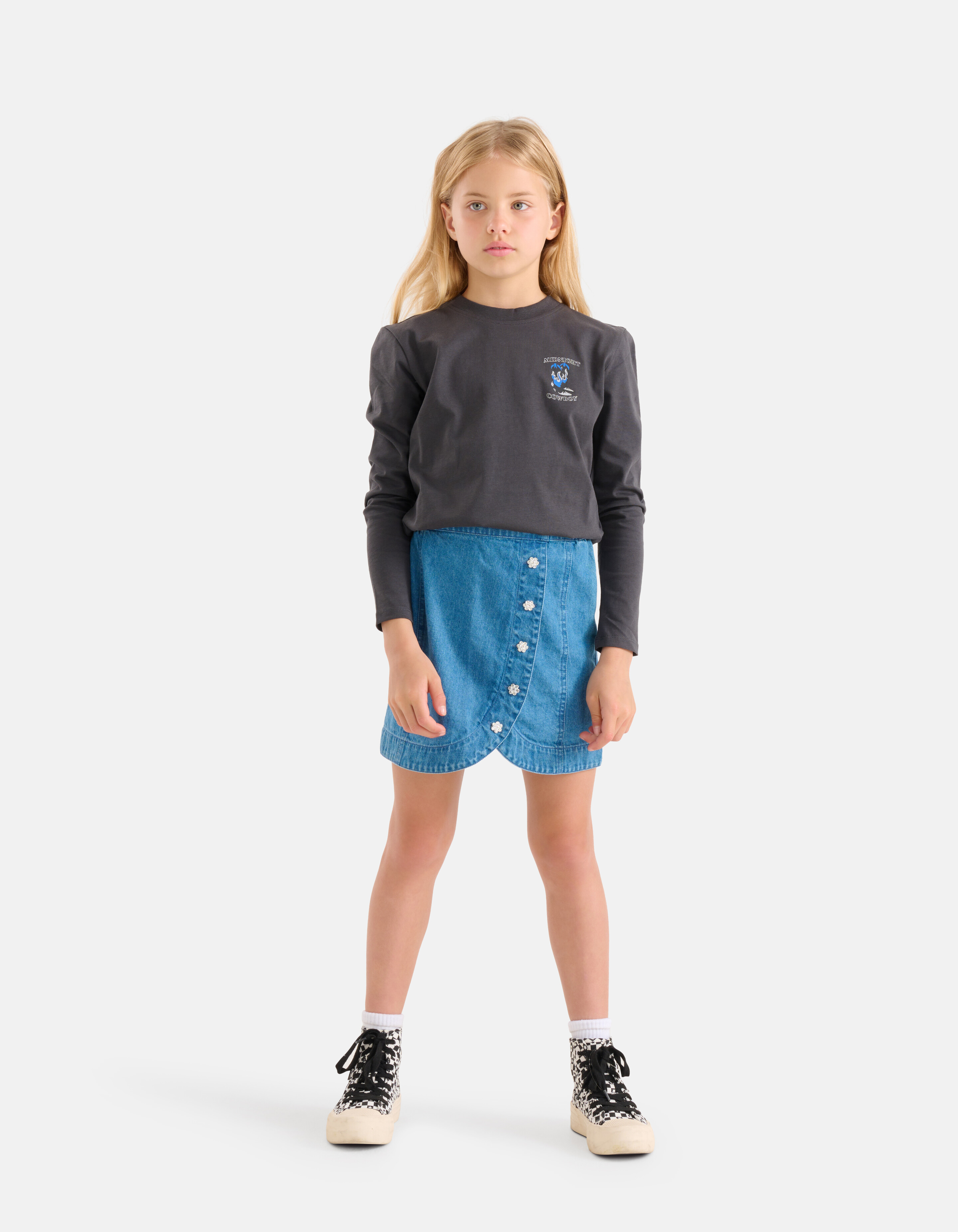 Fringe Longsleeve Donkergrijs SHOEBY GIRLS
