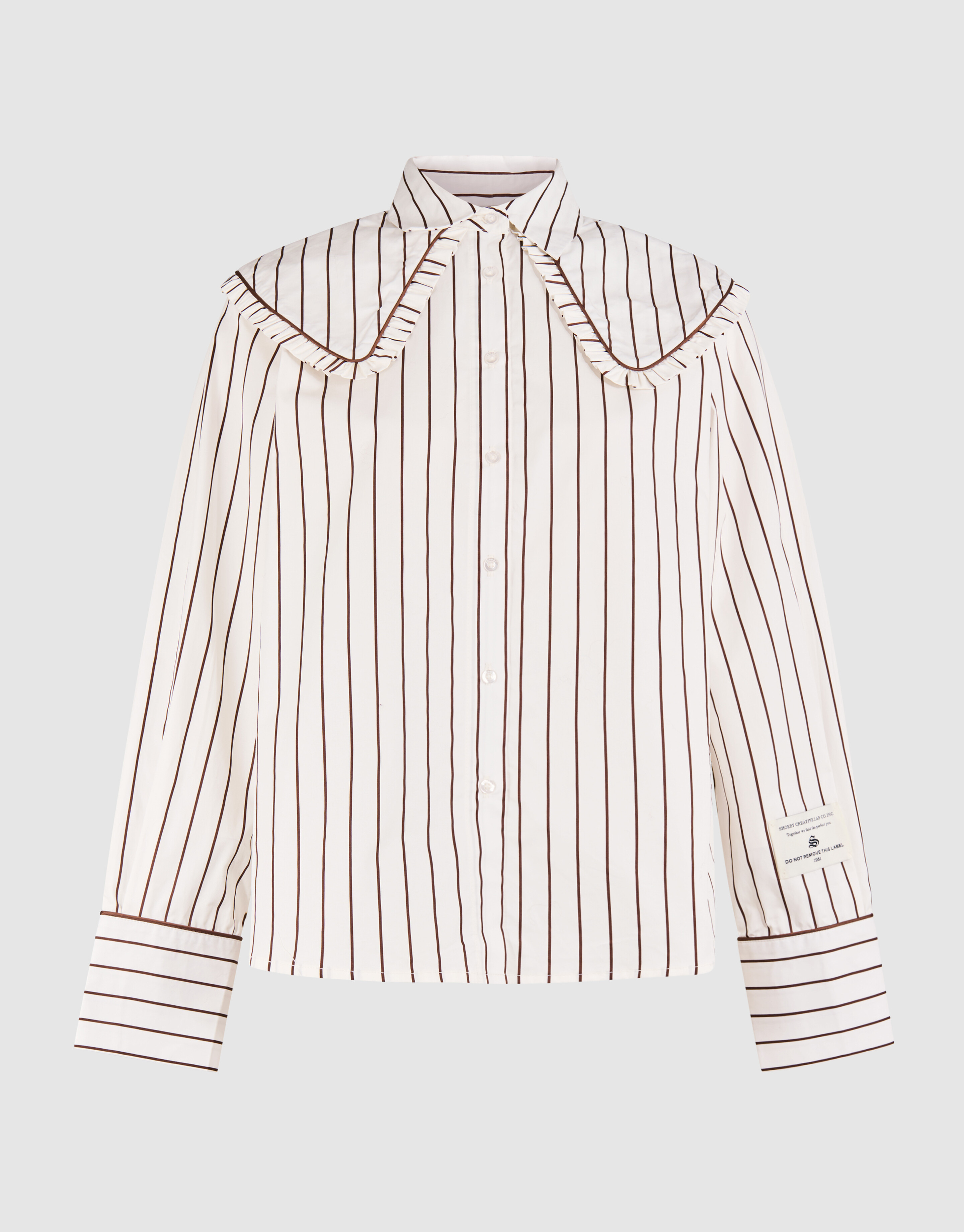 Bluse mit großem Kragen und Streifen in Braun SHOEBY WOMEN
