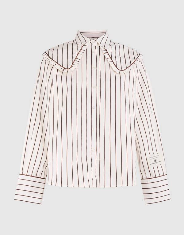 Bluse mit großem Kragen und Streifen in Braun SHOEBY WOMEN