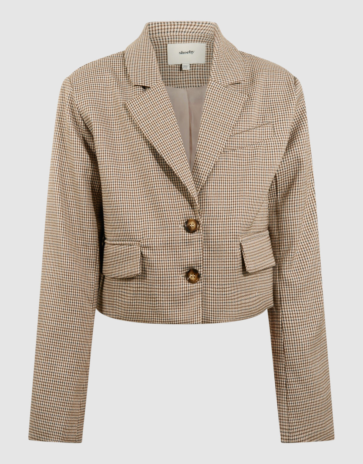 Cropped-Blazer mit Karomuster Hellbraun SHOEBY GIRLS
