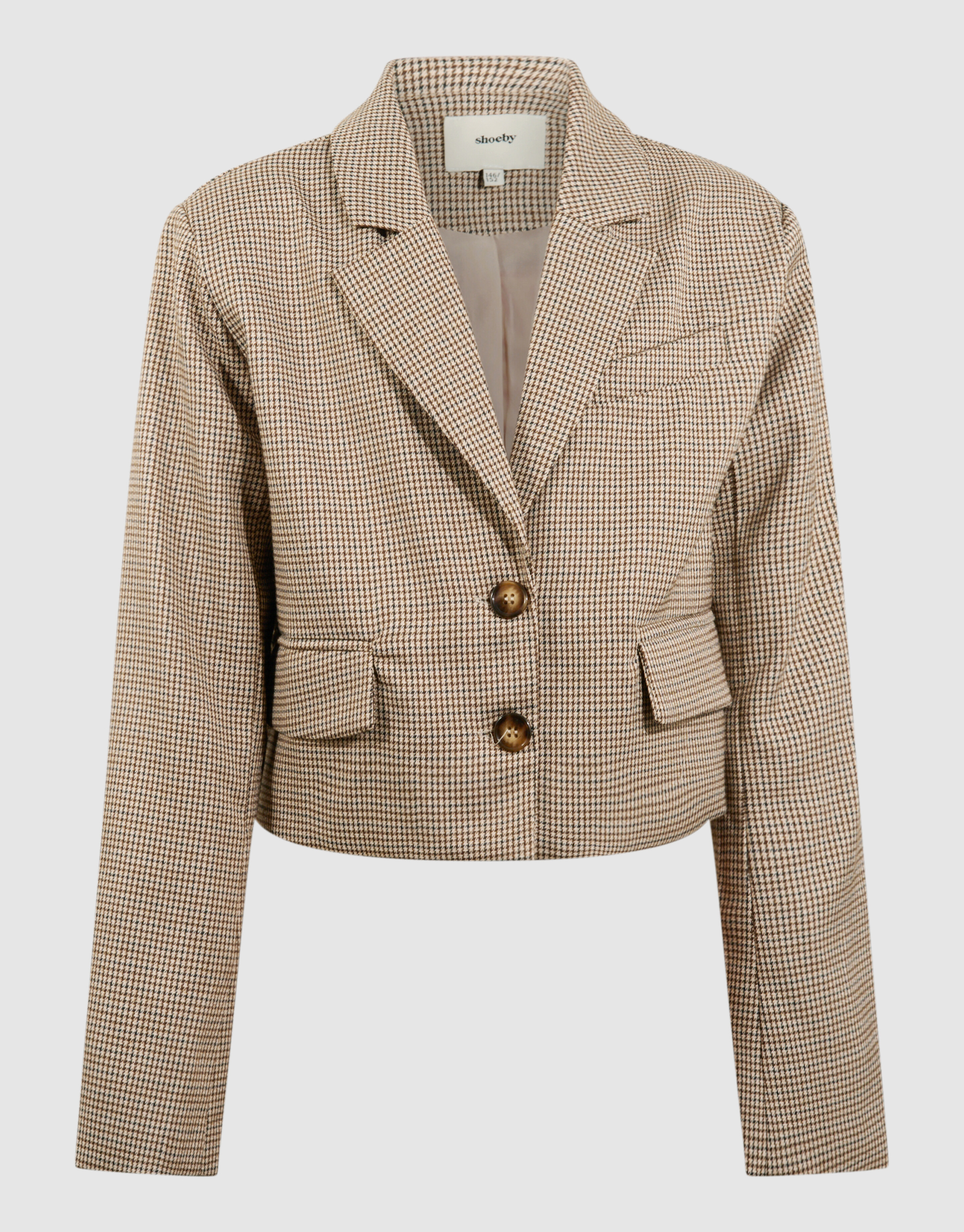 Cropped-Blazer mit Karomuster Hellbraun SHOEBY GIRLS