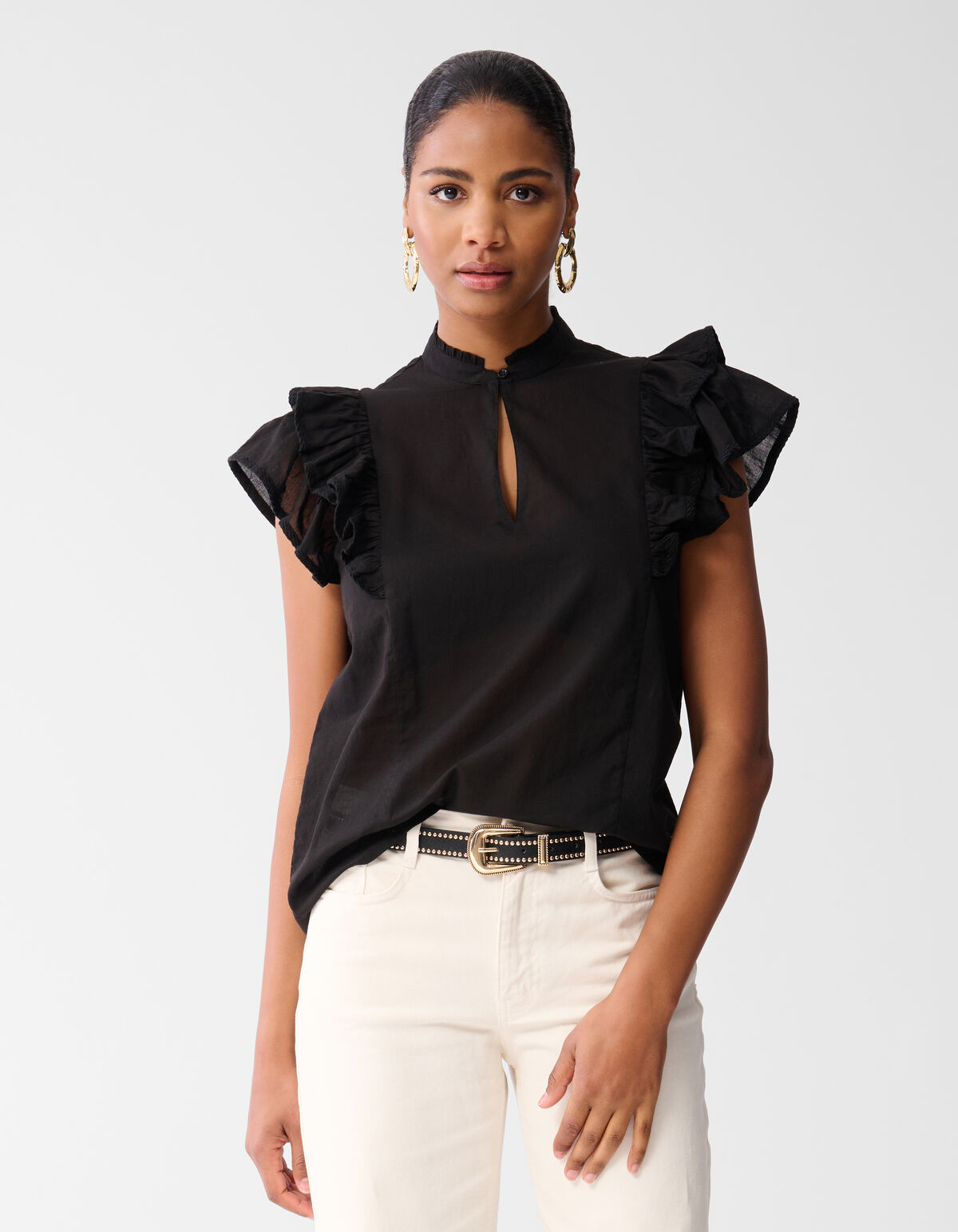 Rüschen-Top Schwarz SHOEBY WOMEN