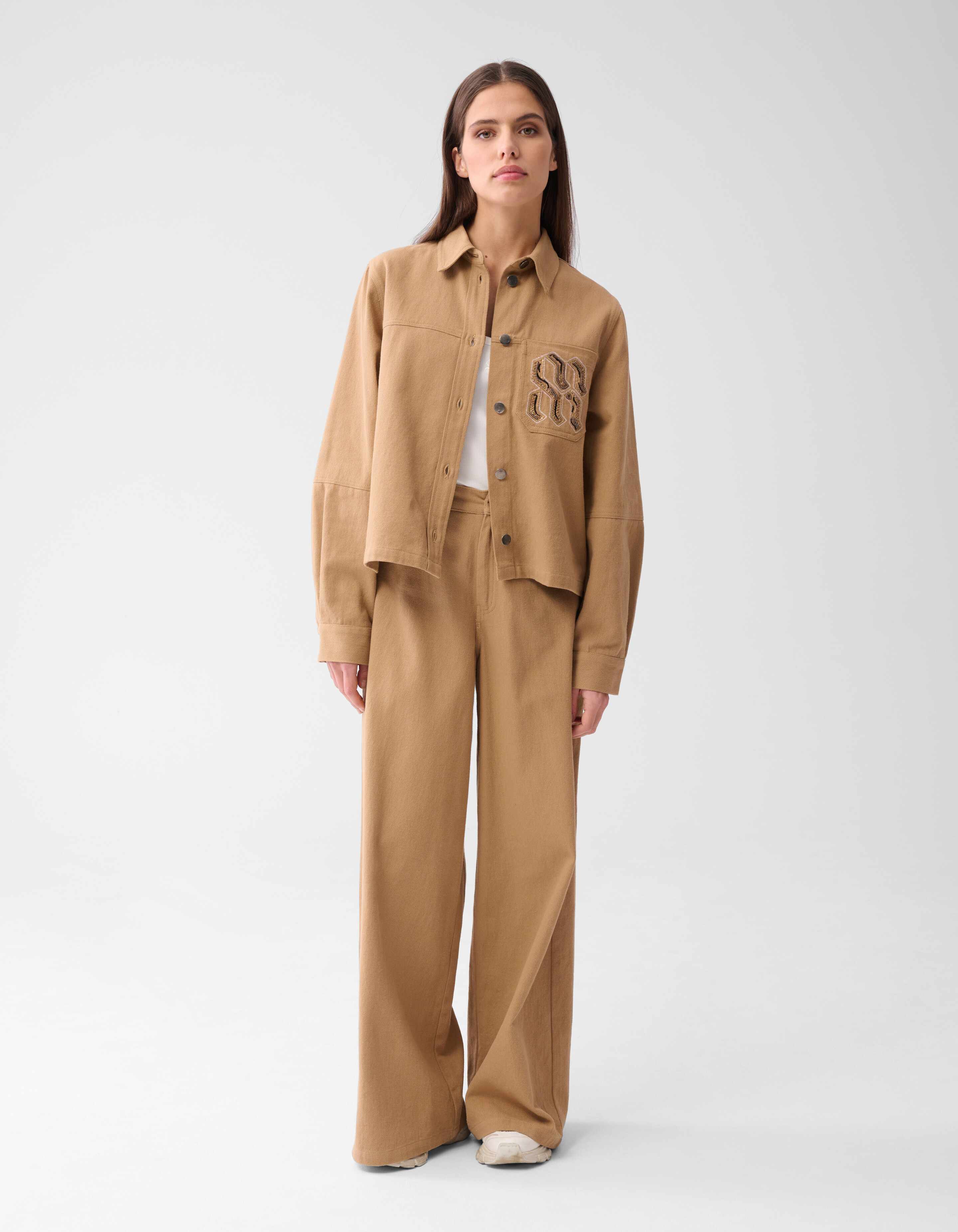 Embroidery Wide Leg Jeans Camel By Mieke SHOEBY WOMEN