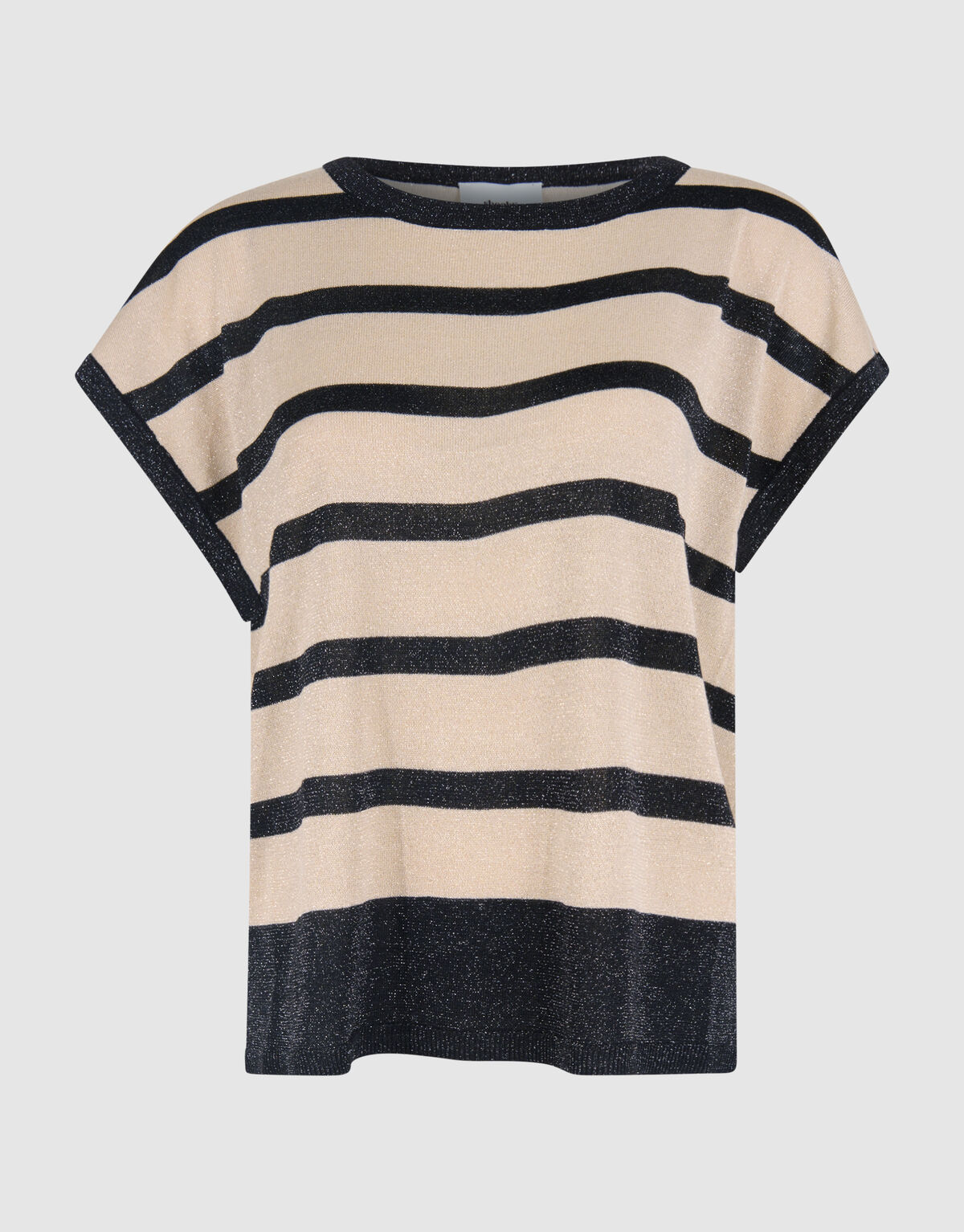 Glitter Gestreept T-shirt Gebroken Wit/Zwart SHOEBY WOMEN