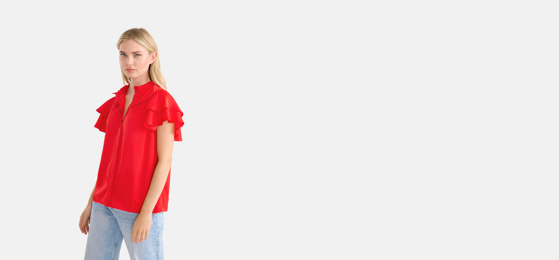 Tape Detail Top Rood SHOEBY WOMEN